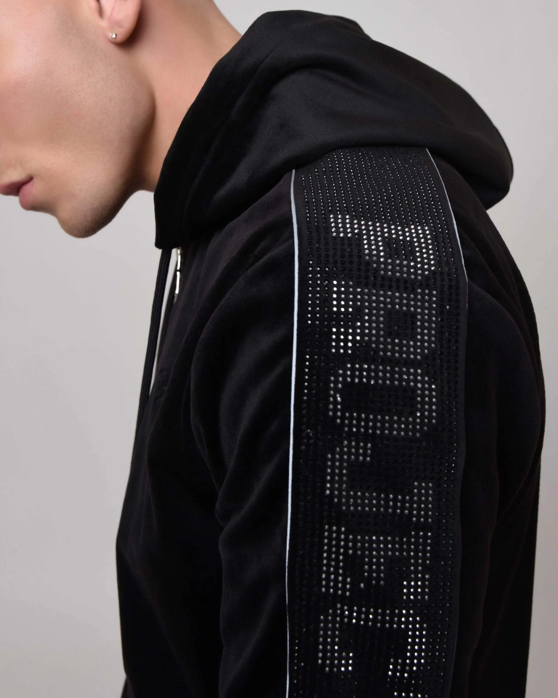 Veste à capuche bande logo strass - Image 3
