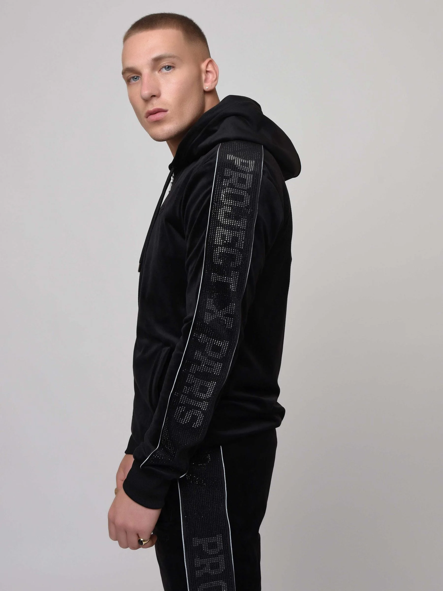 Veste à capuche bande logo strass - Image 4
