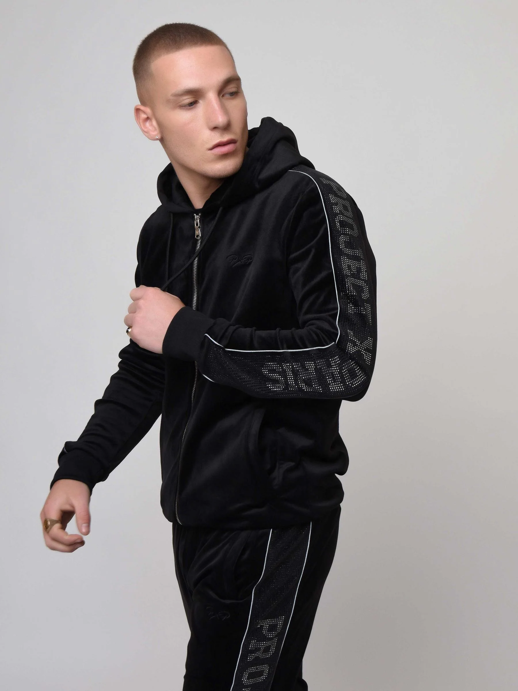 Veste à capuche bande logo strass - Image 5