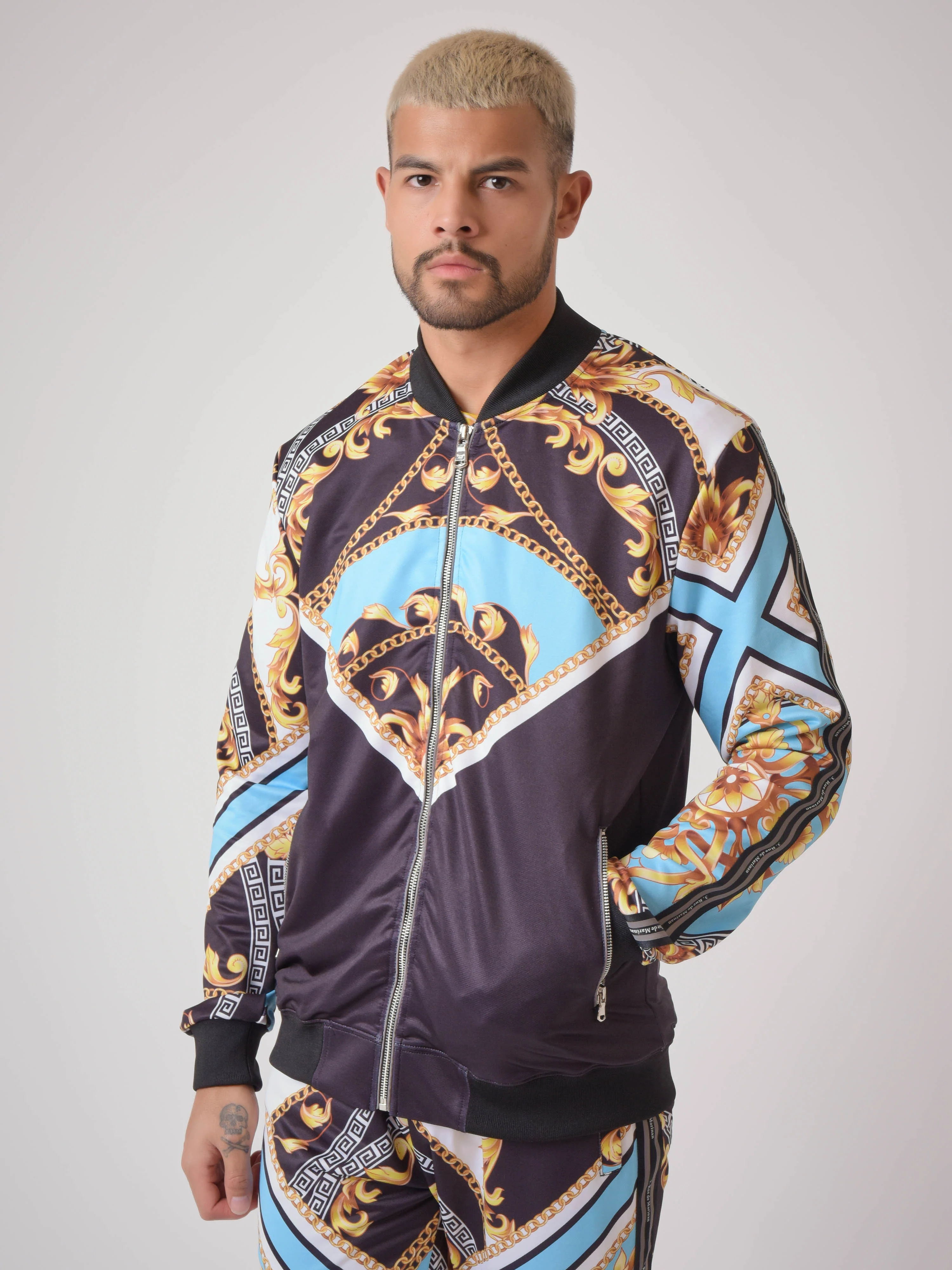 Veste col bomber motif baroque "Baba Collab" - Image 9