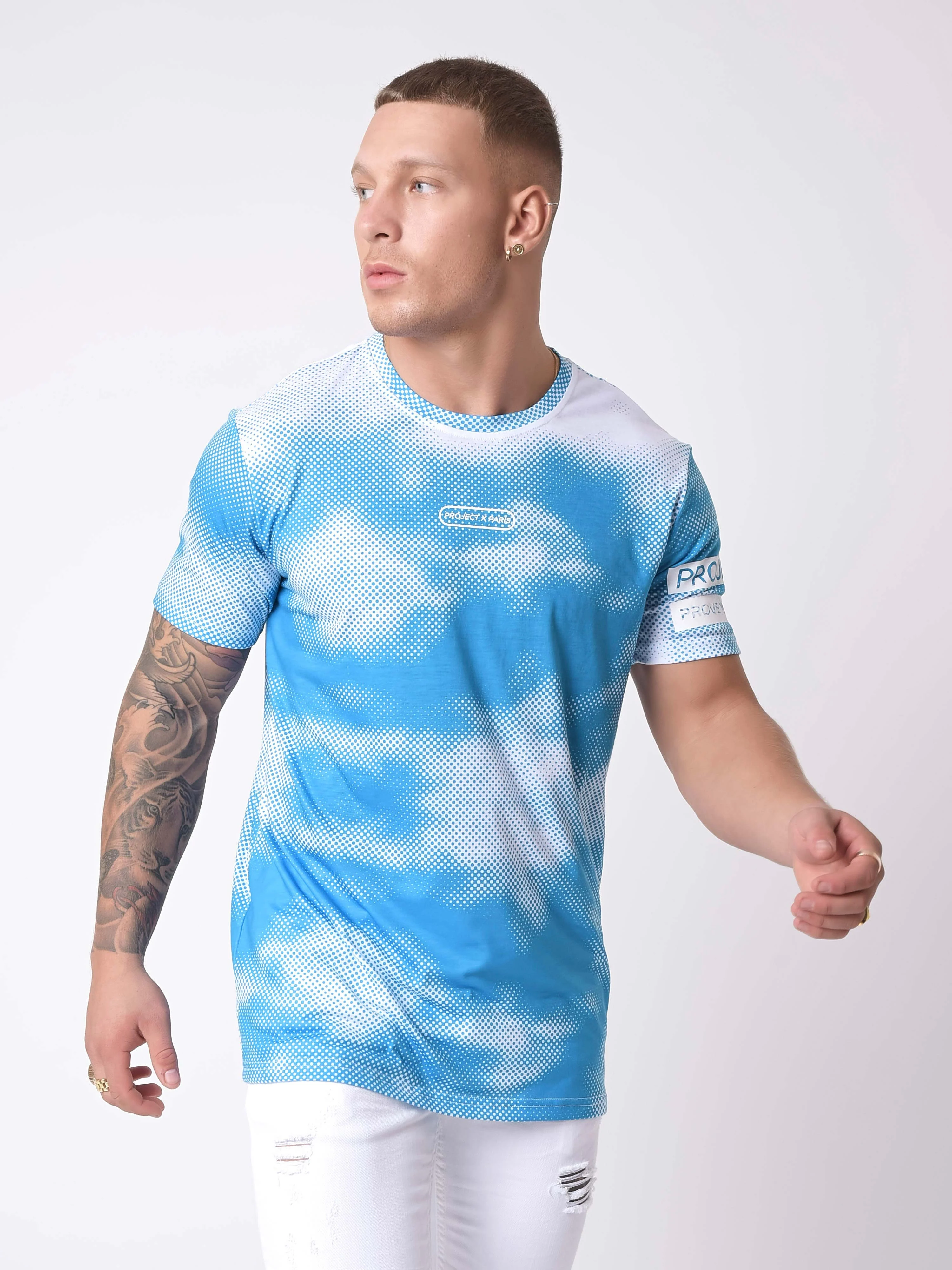 T-shirt impression nuage abstrait pois - Image 3