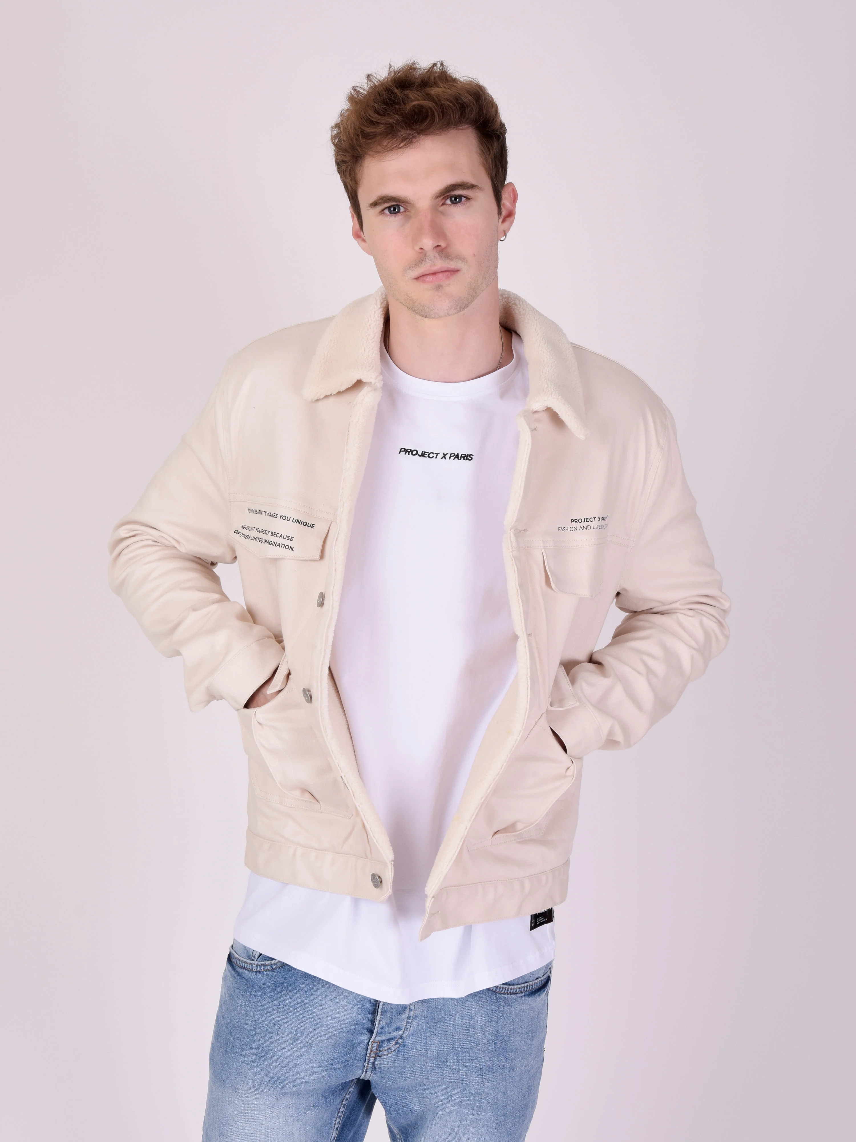 Blouson col et doublure effet laine