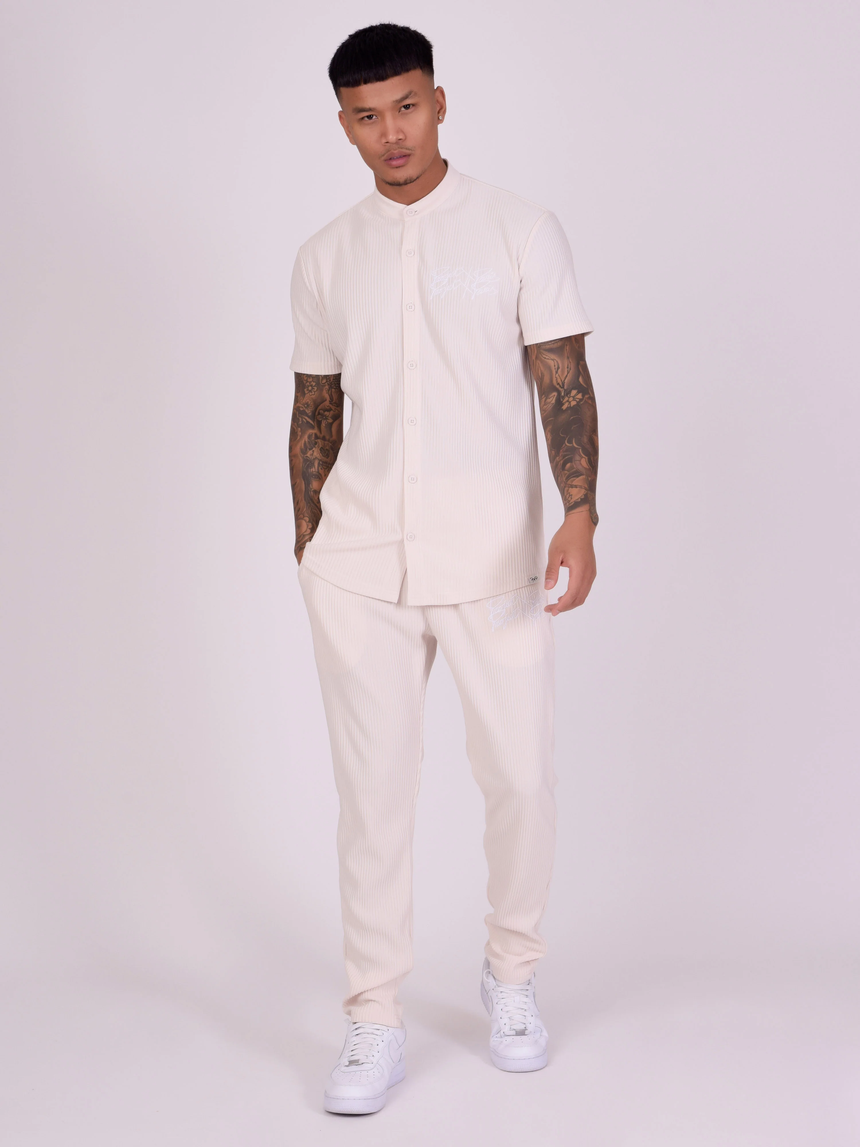 Chemise col mao en matière texturée - Image 3