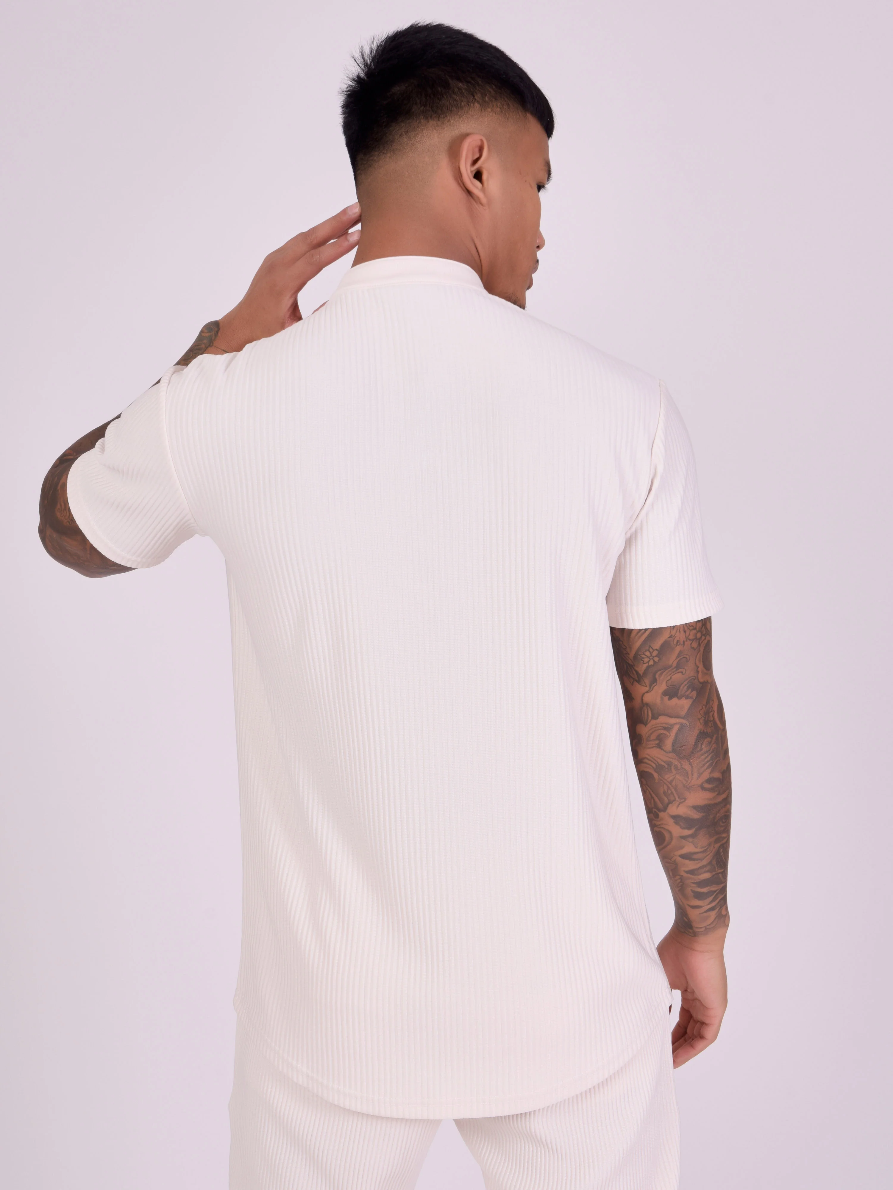Chemise col mao en matière texturée - Image 5