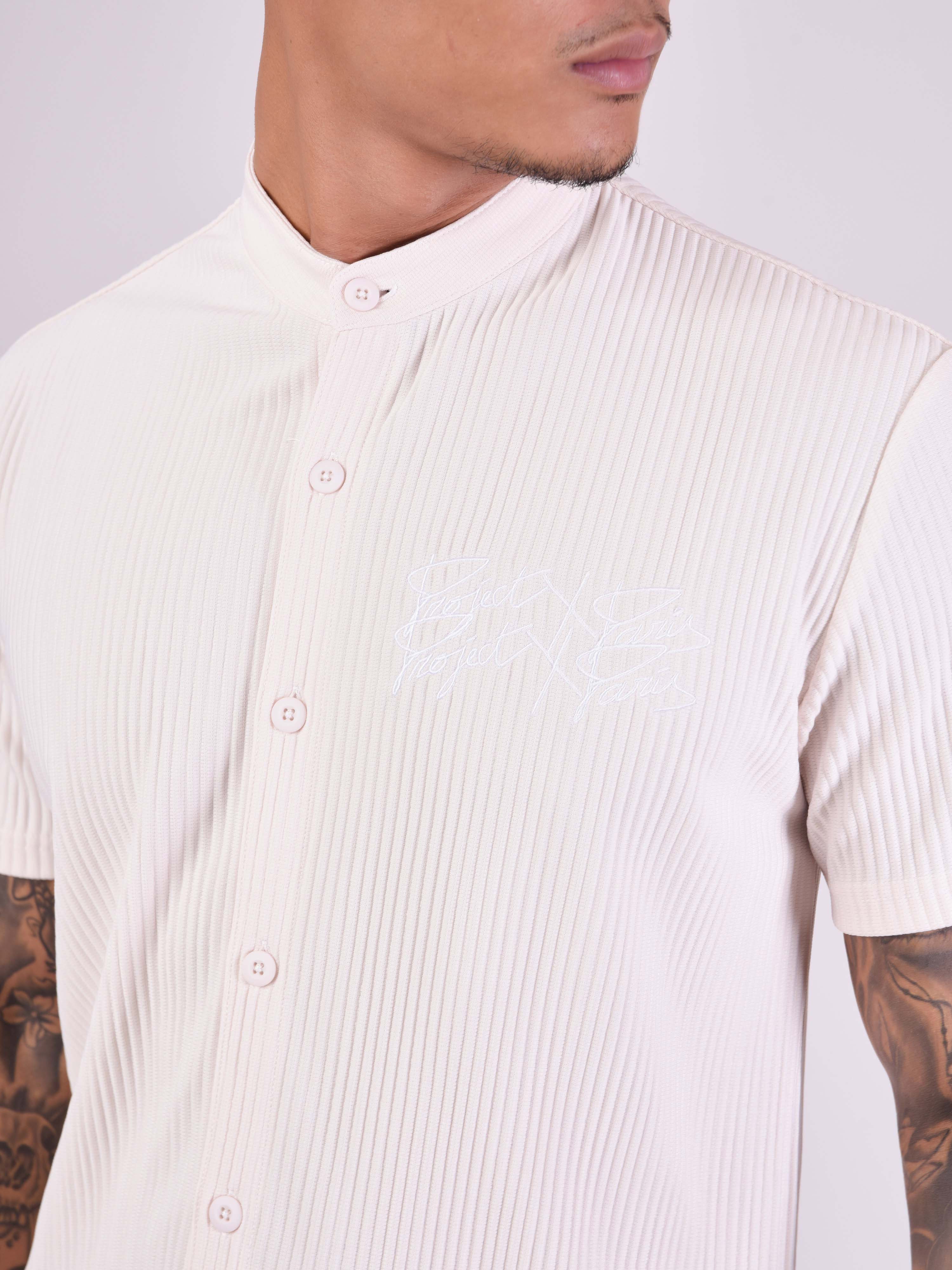Chemise col mao en matière texturée - Image 6