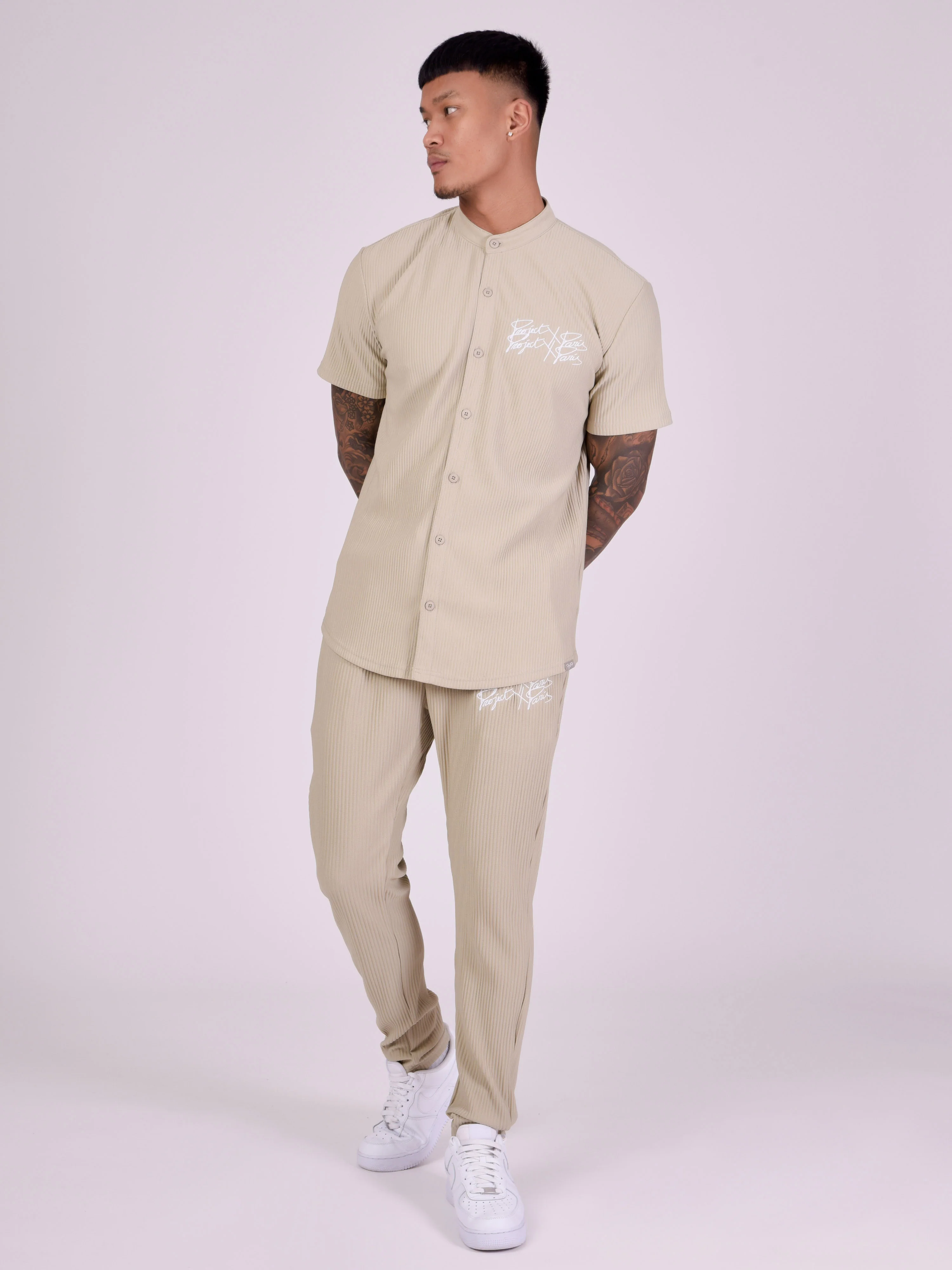 Chemise col mao en matière texturée - Image 3