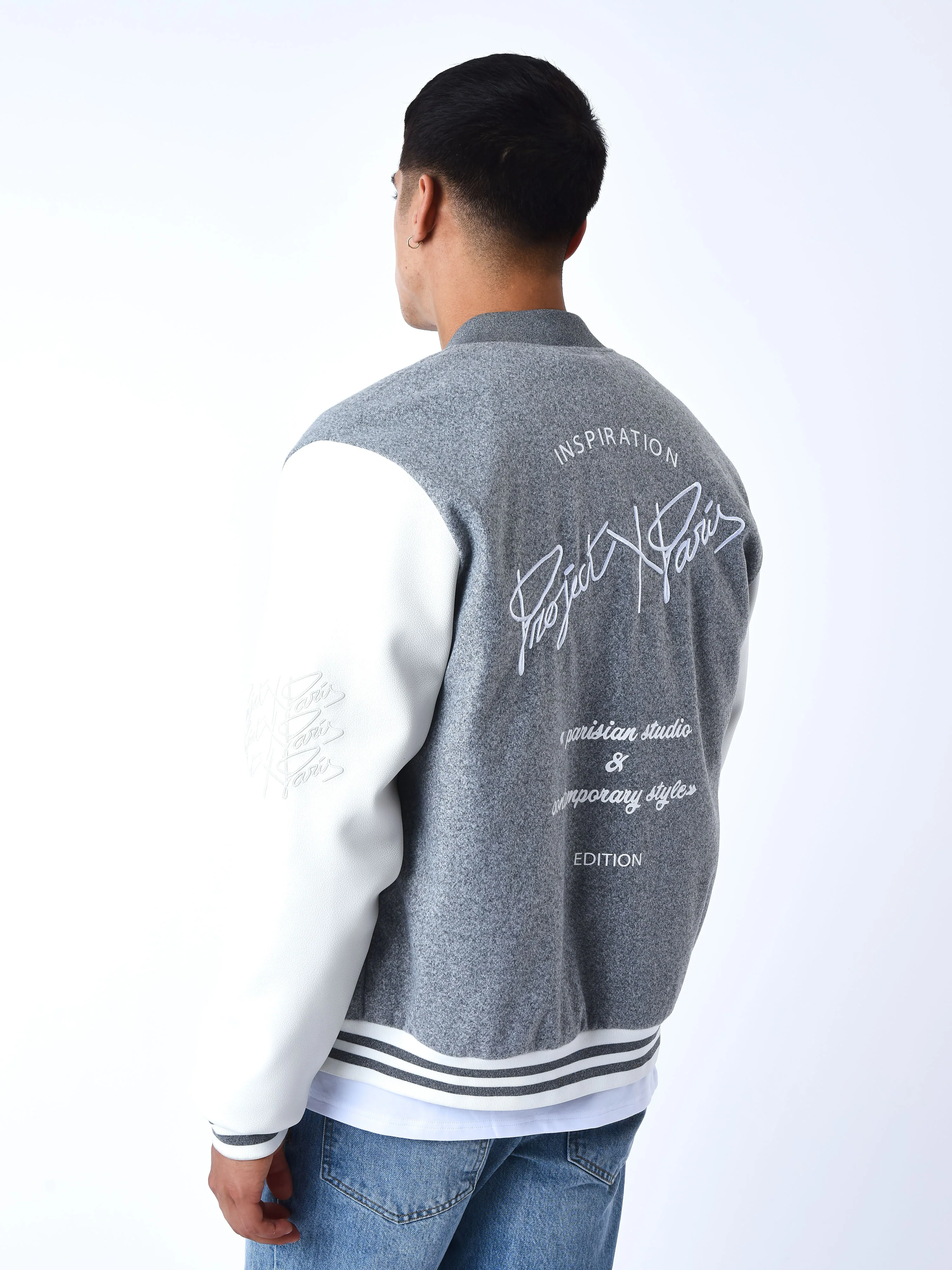 Veste oversize style universitaire avec écusson brodés - Image 3