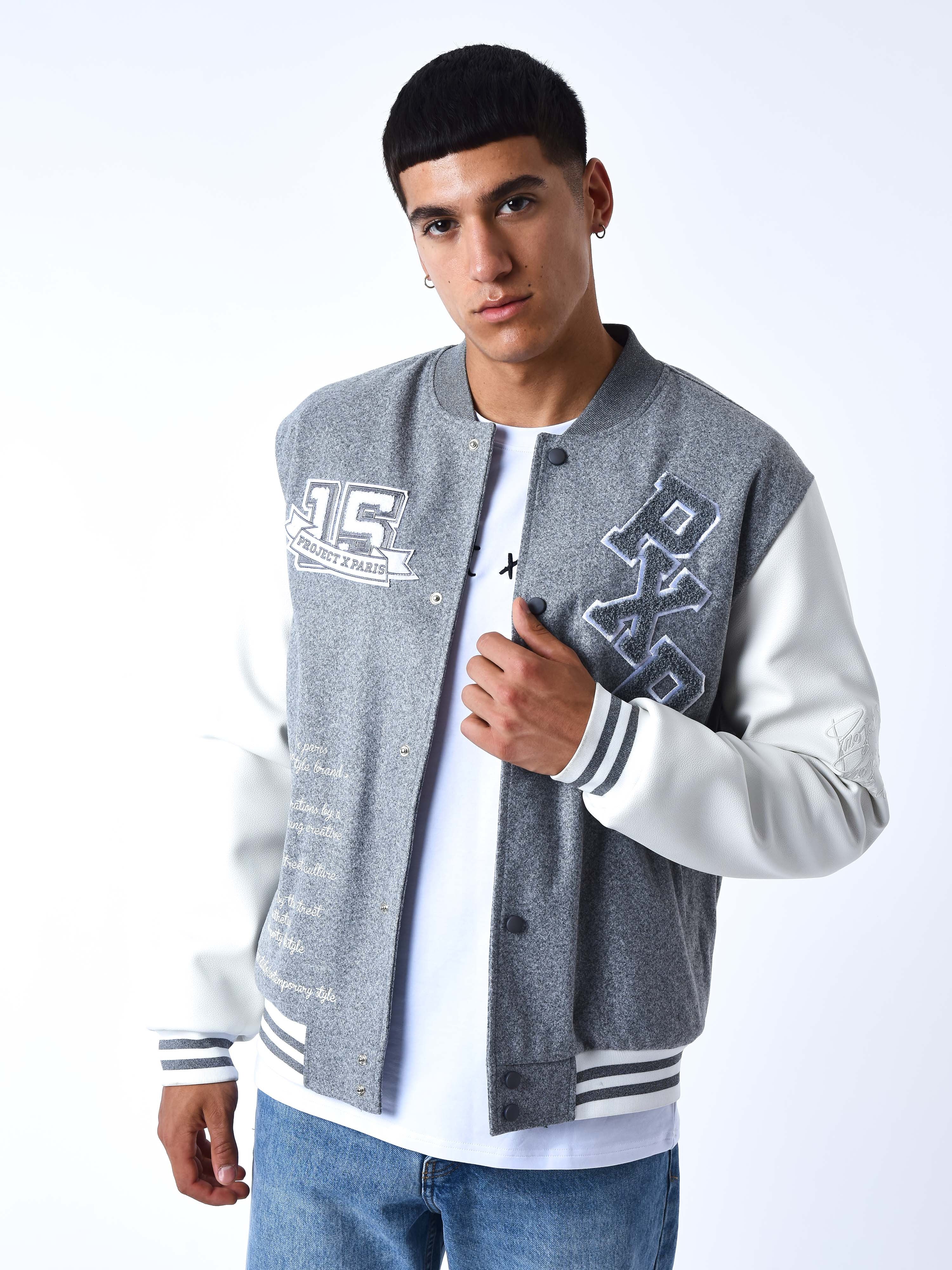 Veste oversize style universitaire avec écusson brodés - Image 5