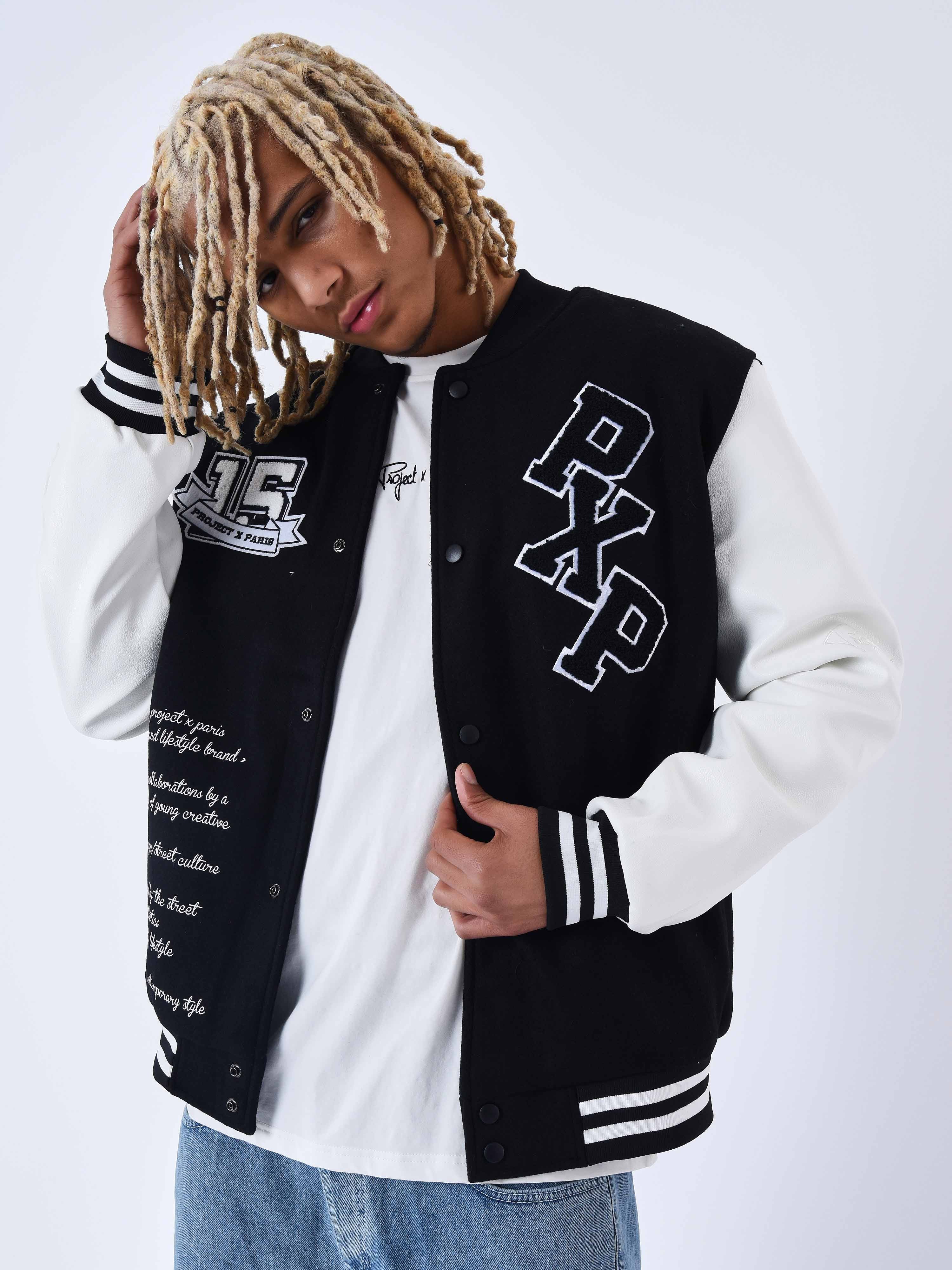 Veste oversize style universitaire avec écusson brodés