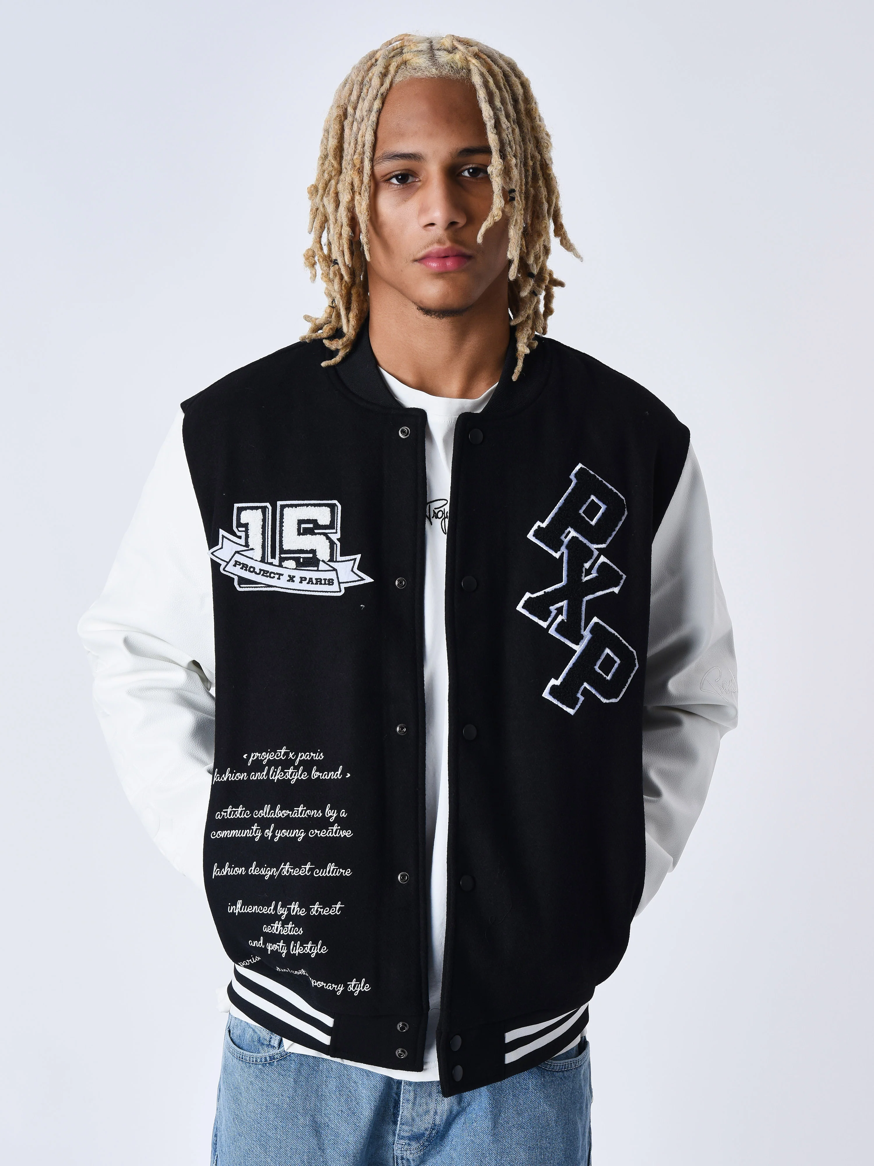 Veste oversize style universitaire avec écusson brodés - Image 2