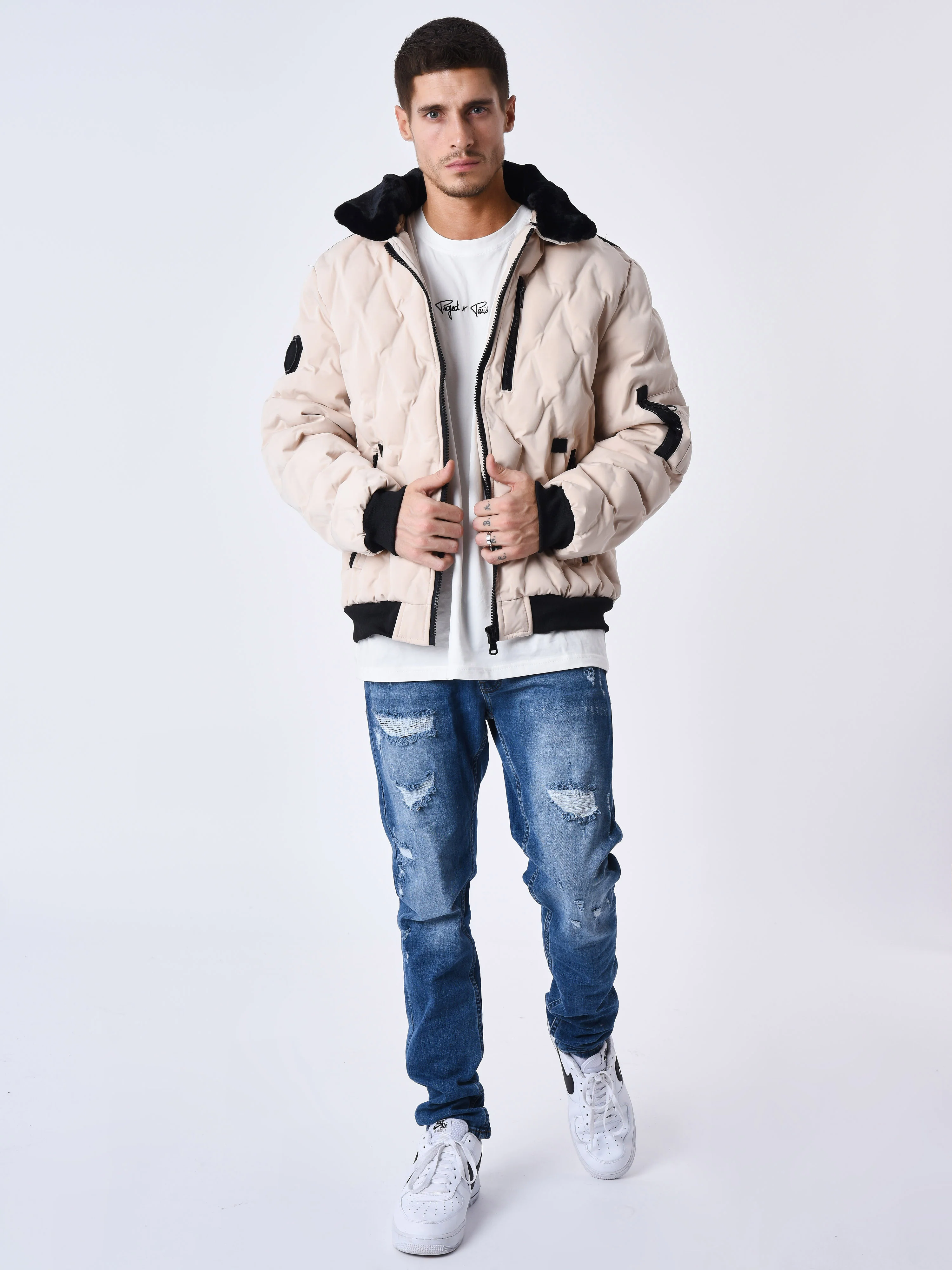 Veste matelassée col aviateur fourrure - Image 7