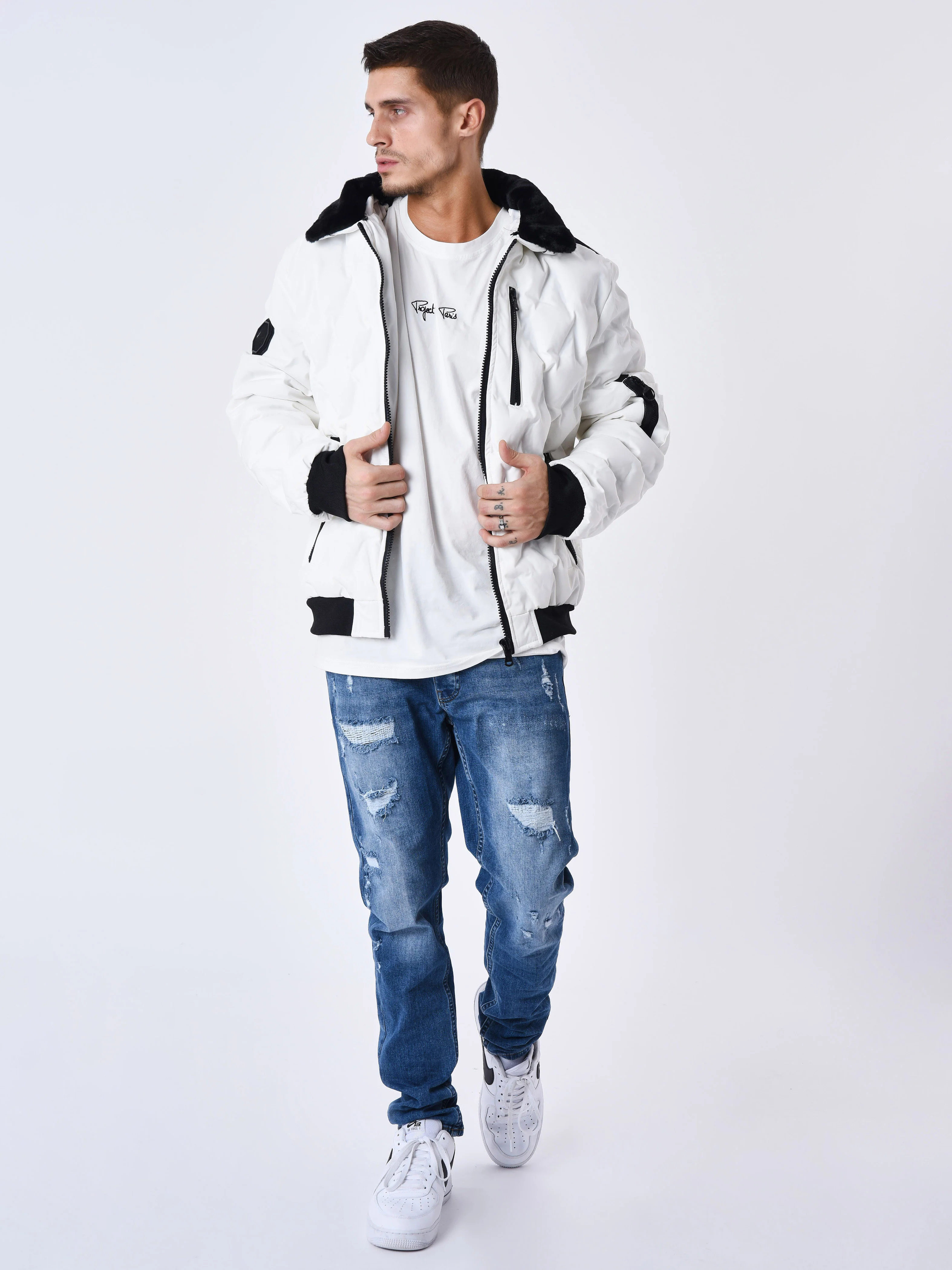 Veste matelassée col aviateur fourrure - Image 7