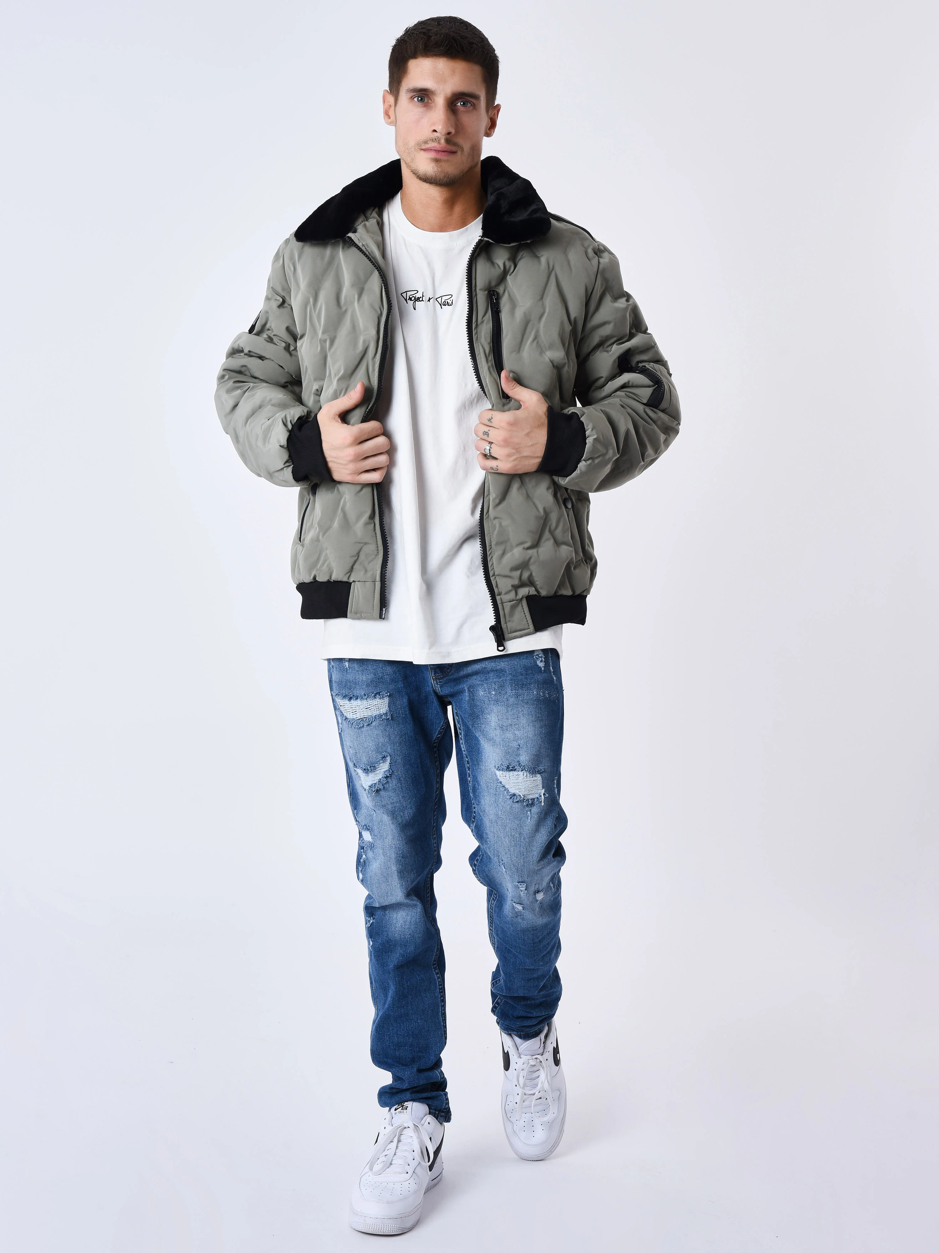 Veste matelassée col aviateur fourrure - Image 7