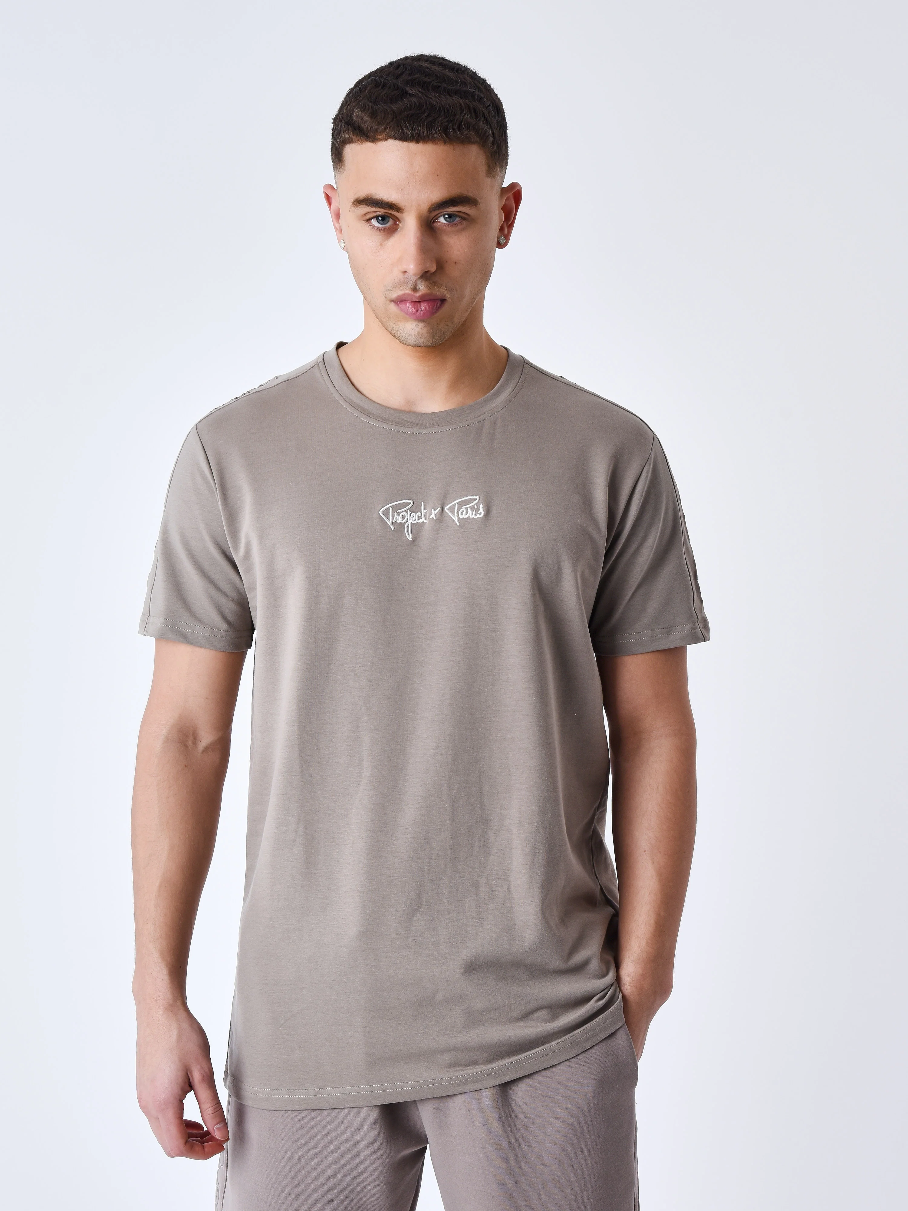 T-shirt Bande épaules logo brodé