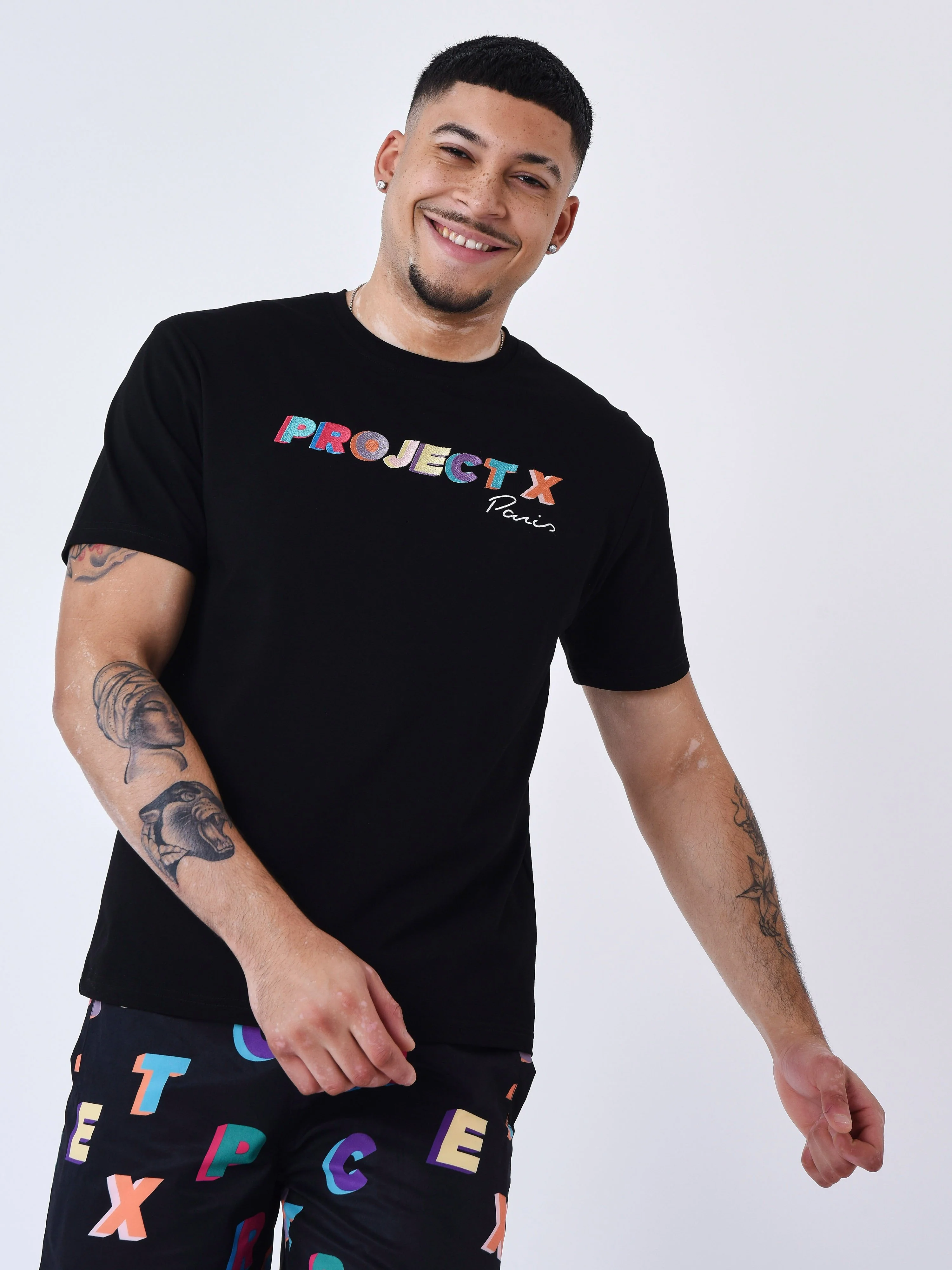 T-shirt oversize Logo broderie multicolores