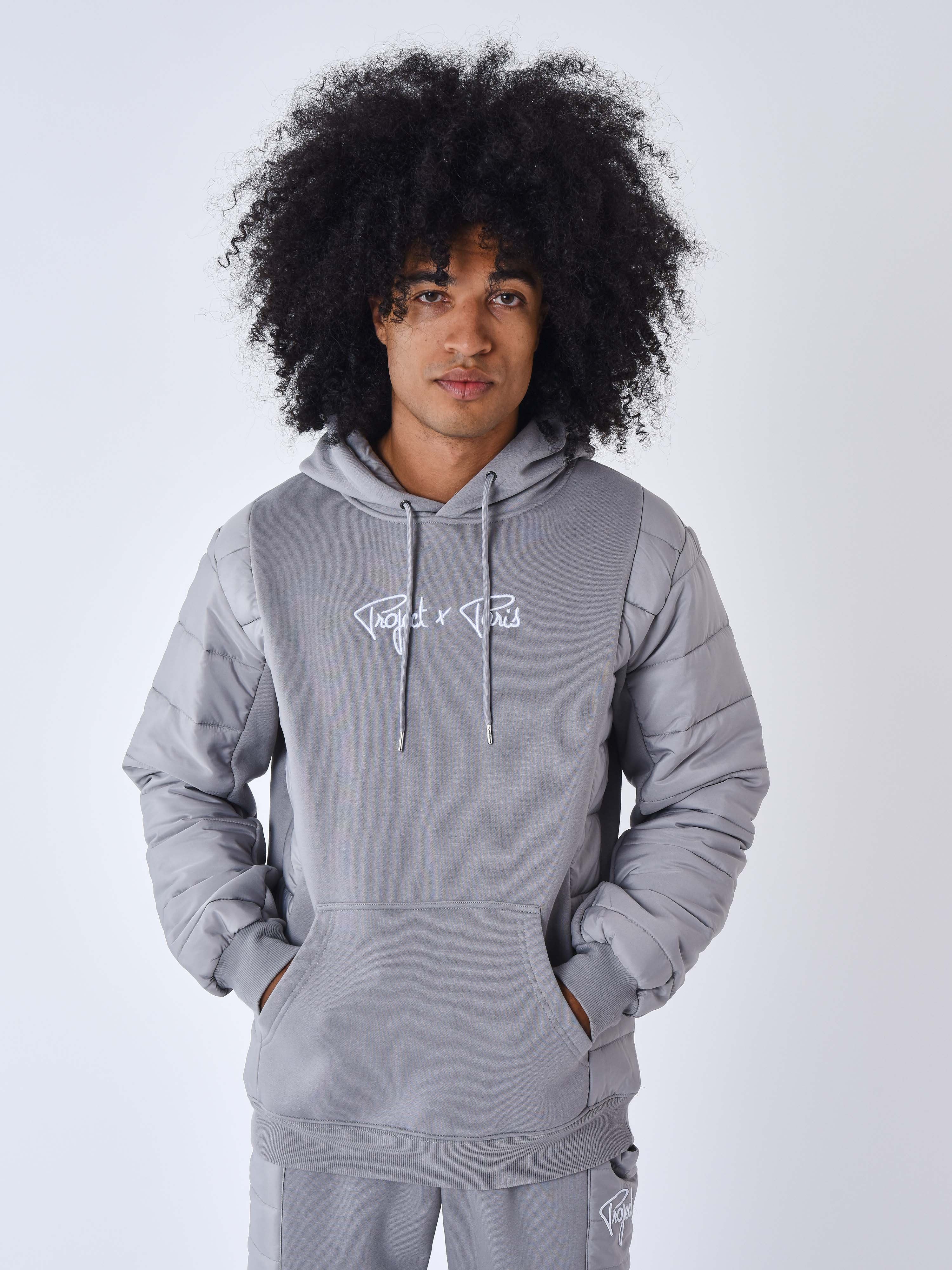 Sweat à Capuche avec empiècement bimatière