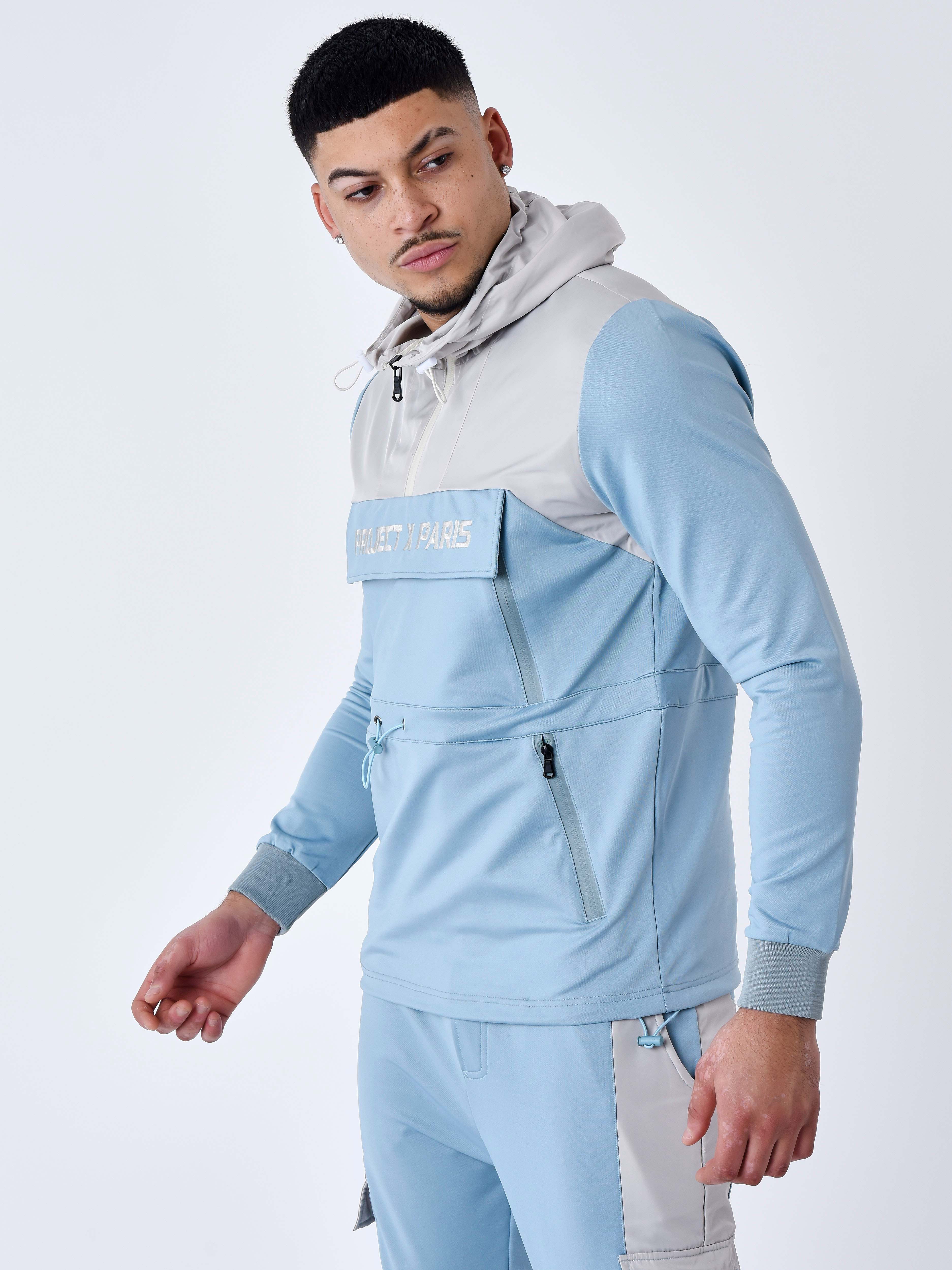 Sweat Ă Capuche style coupe vent bicolore - Image 8