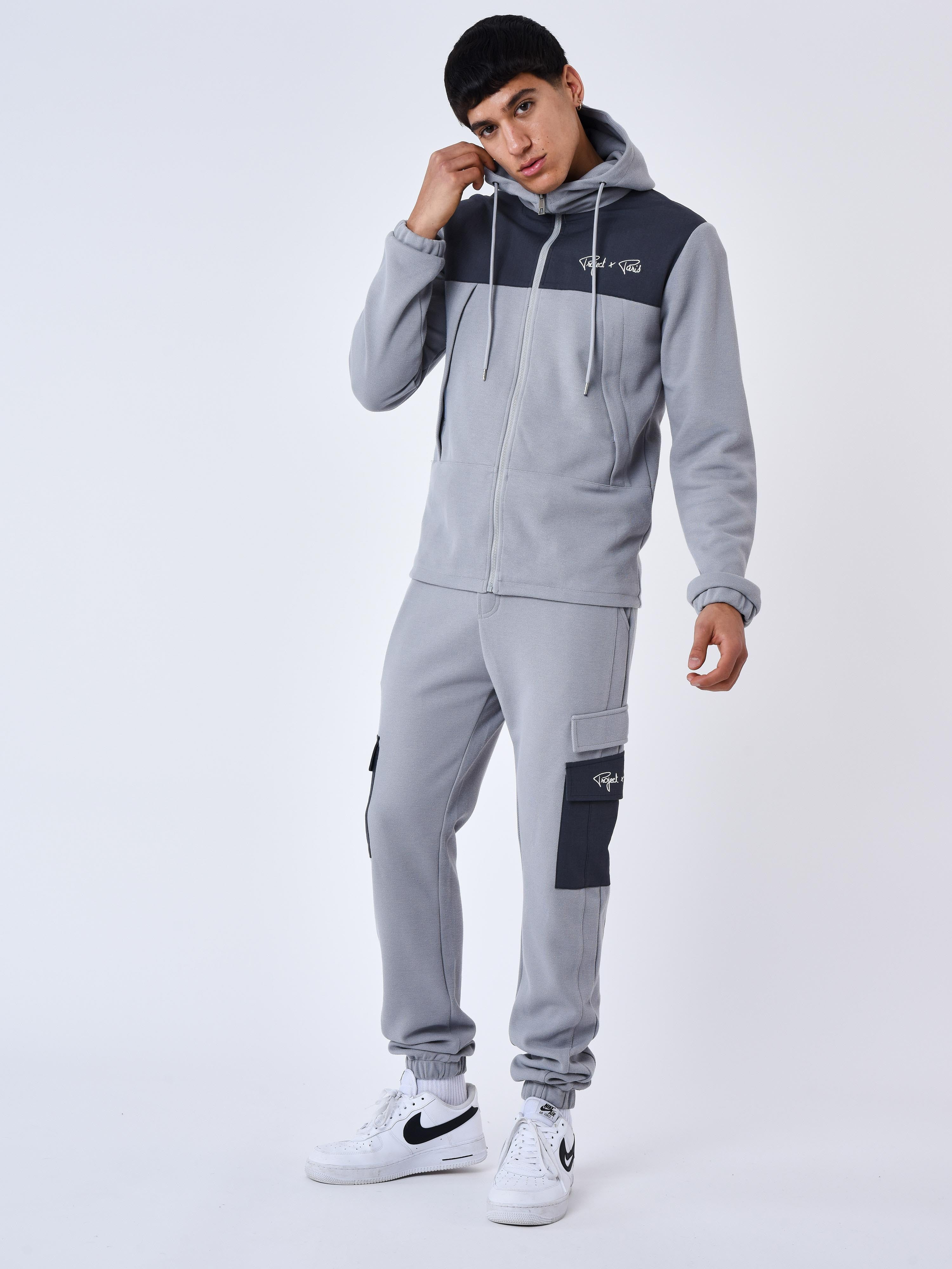 Pantalon de jogging bi-matière a poches