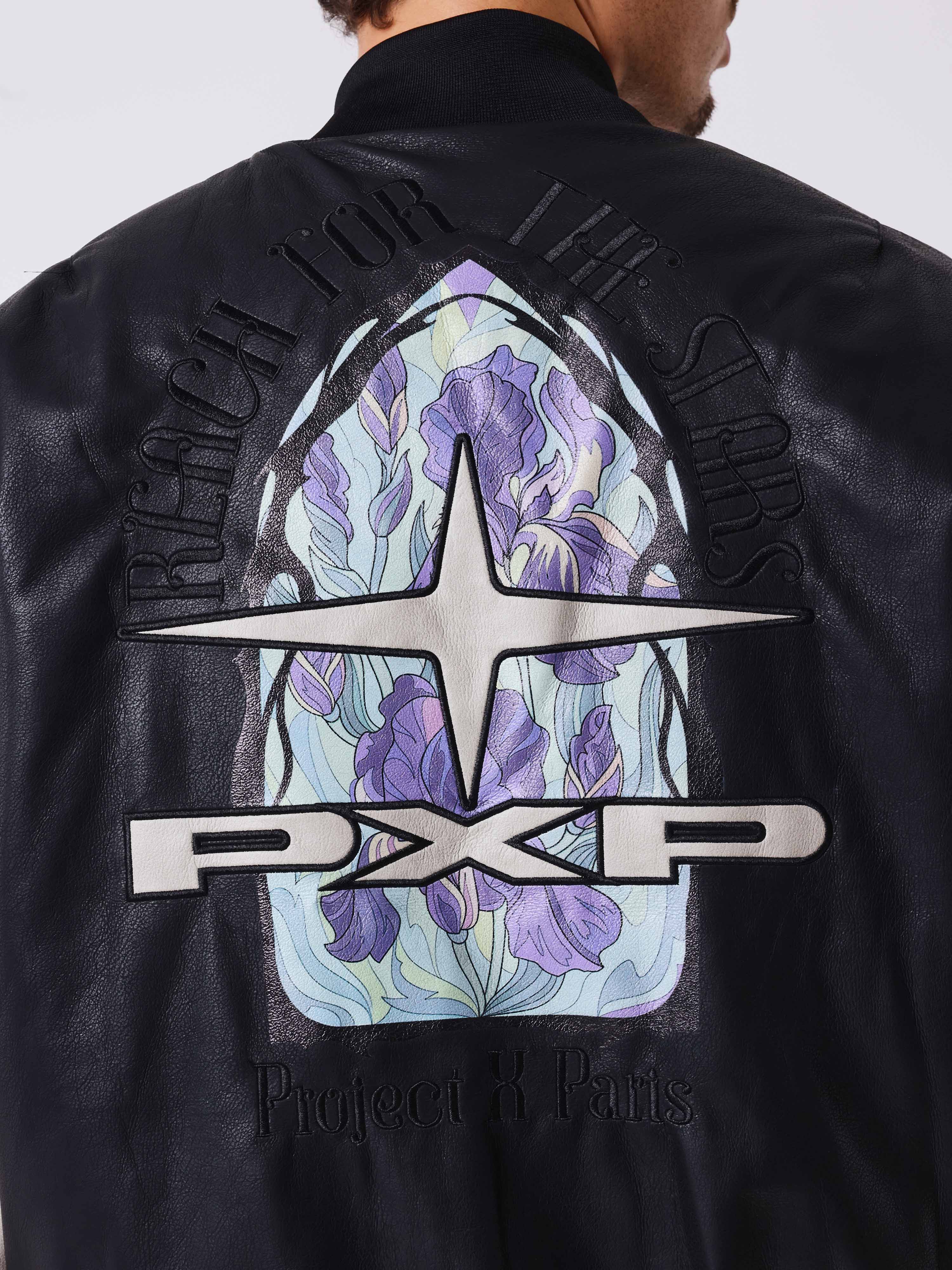 Bomber en simili cuir avec broderie au dos - Image 5