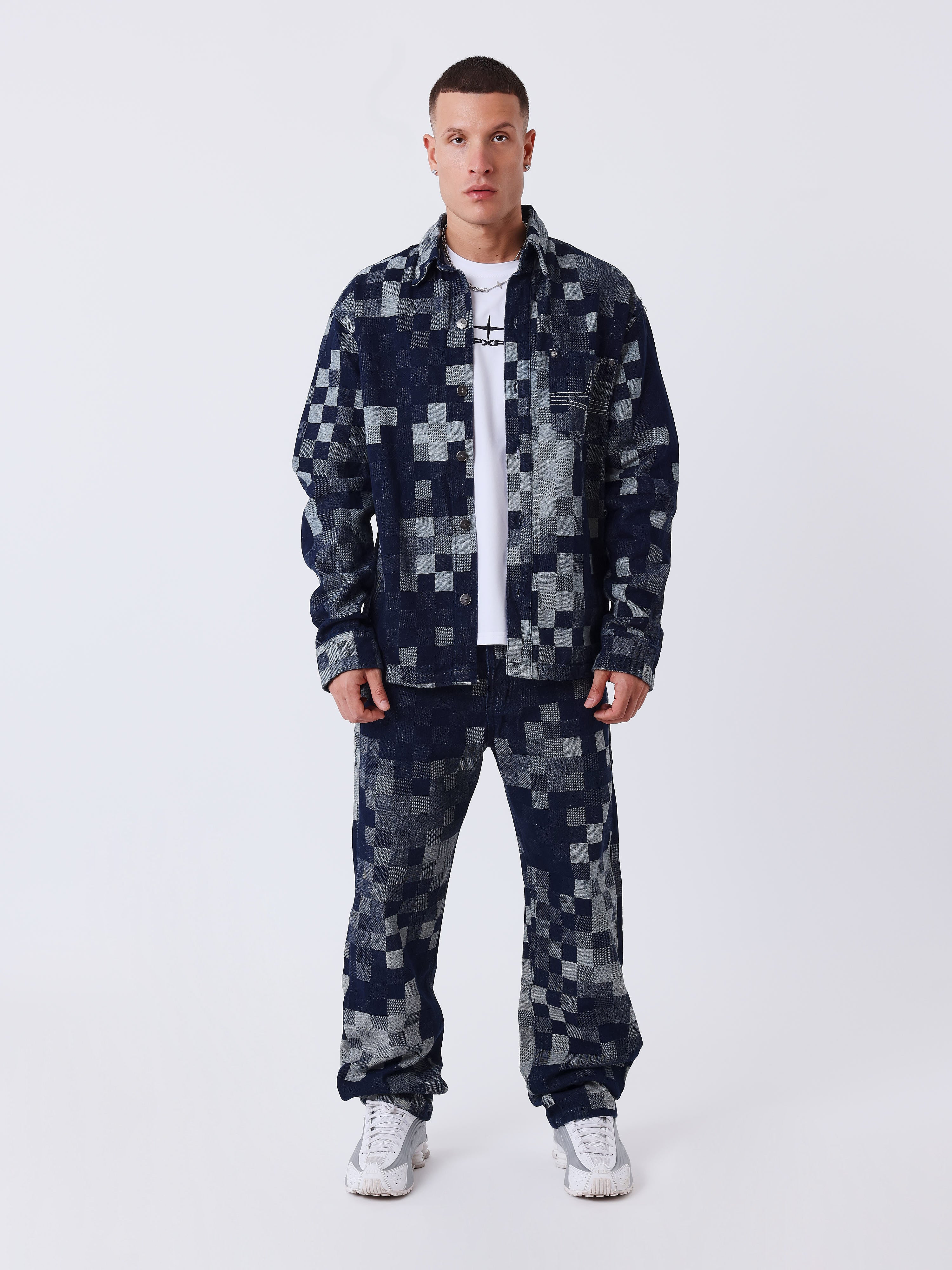 Veste en denim carreaux pixelisé - Image 5