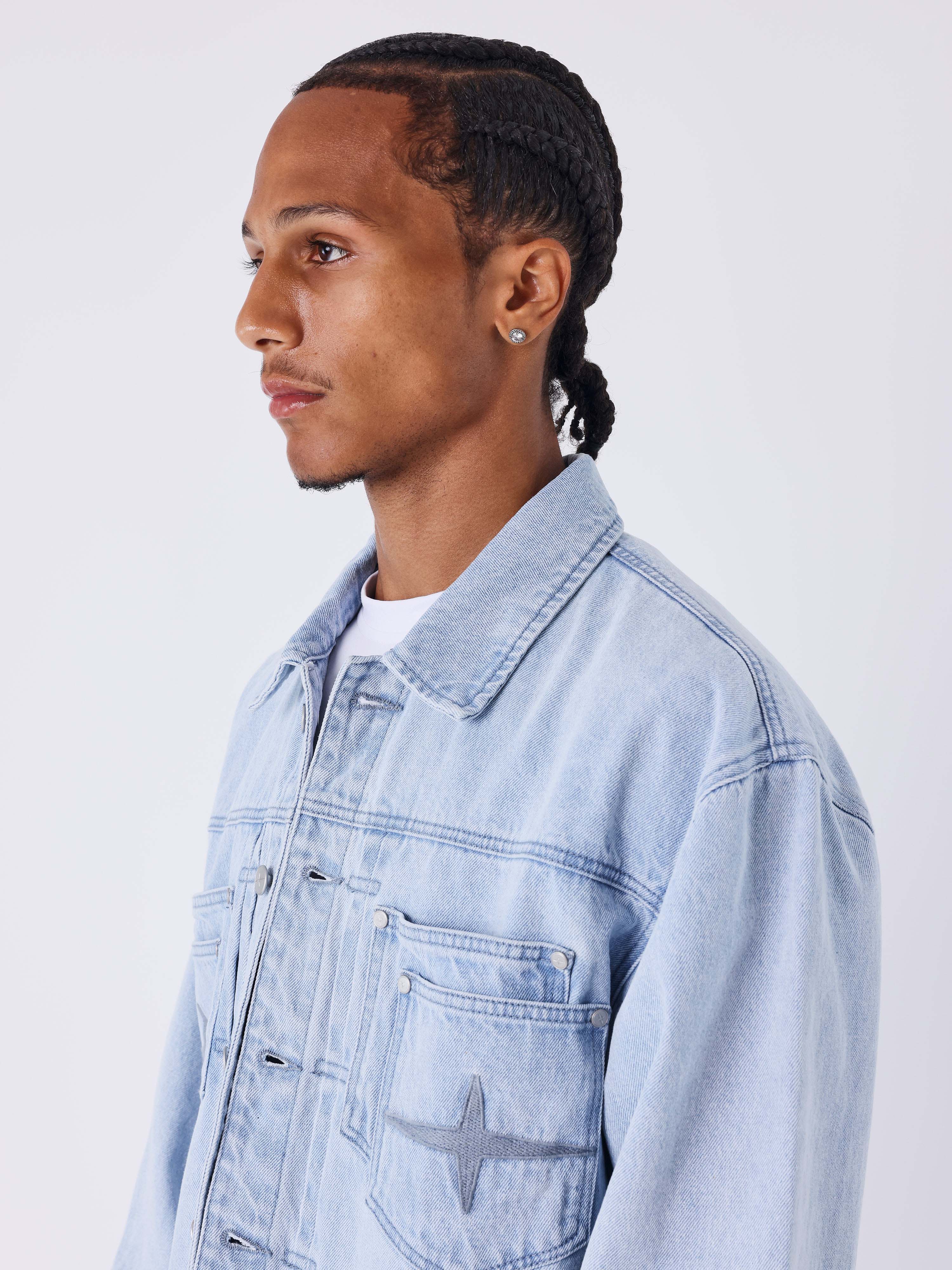 Veste en denim bleu clair délavé - Image 3