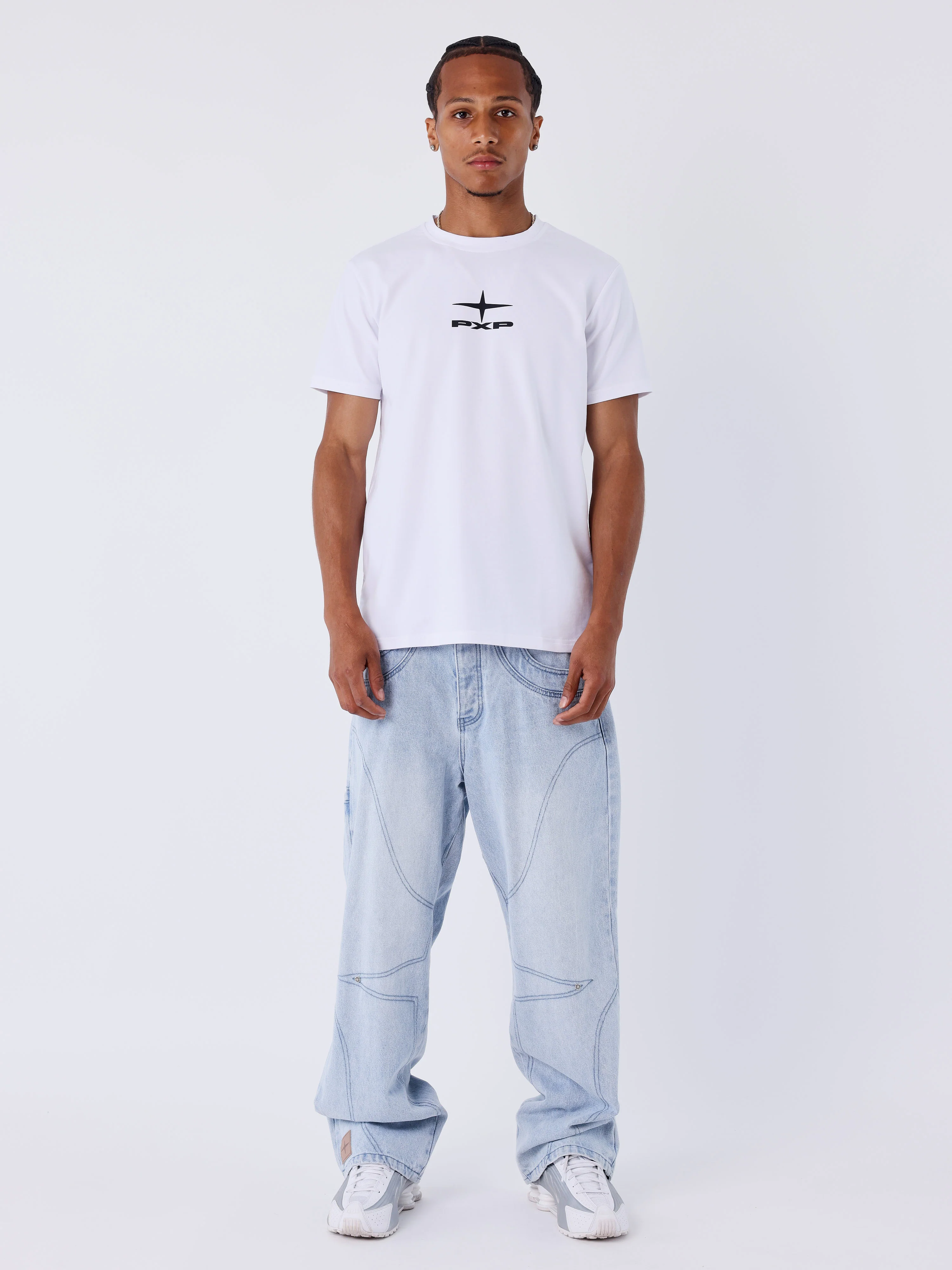 Jean loose en denim bleu coutures Polaris