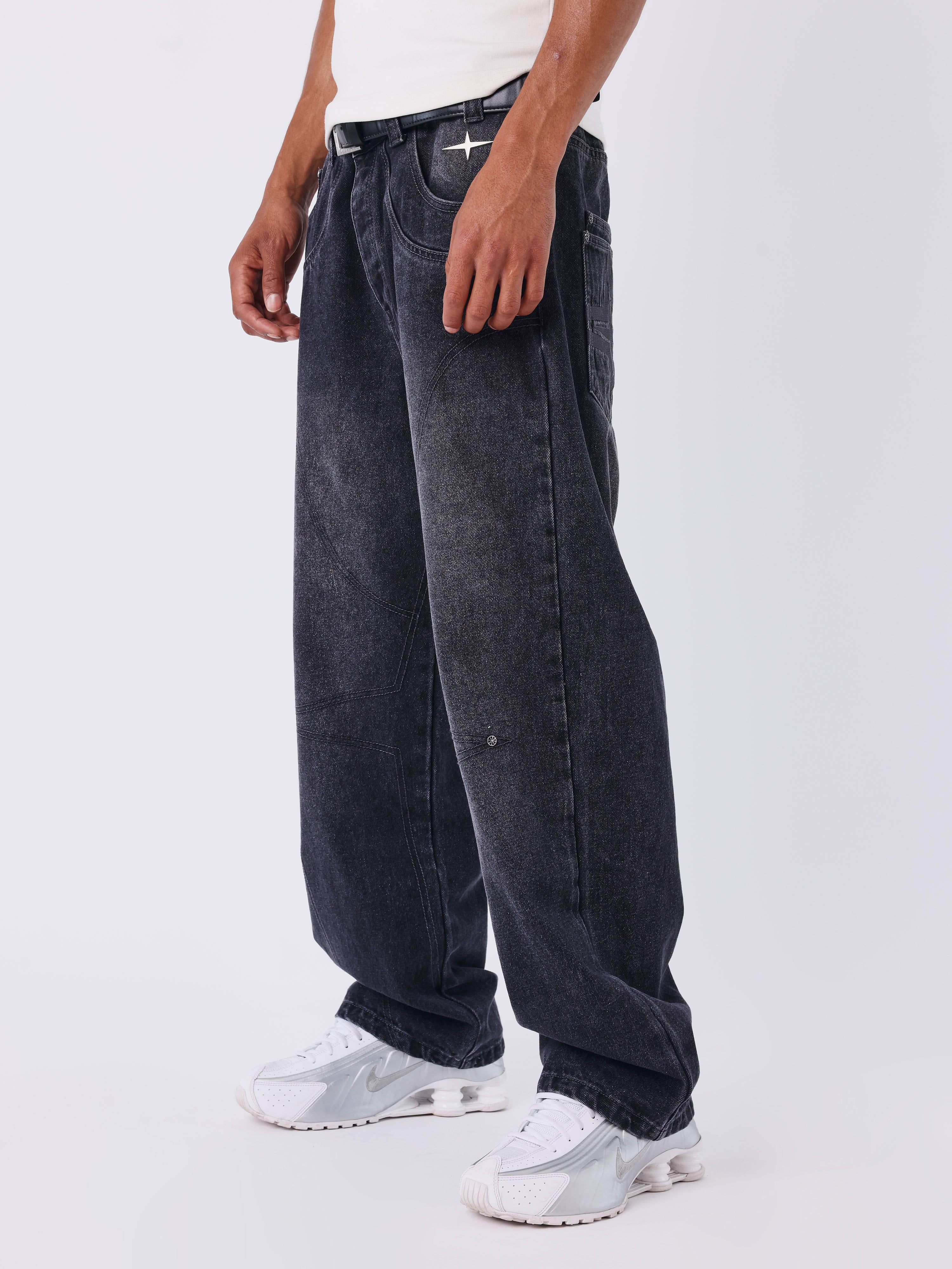 Jean loose en denim noir coutures Polaris - Image 3