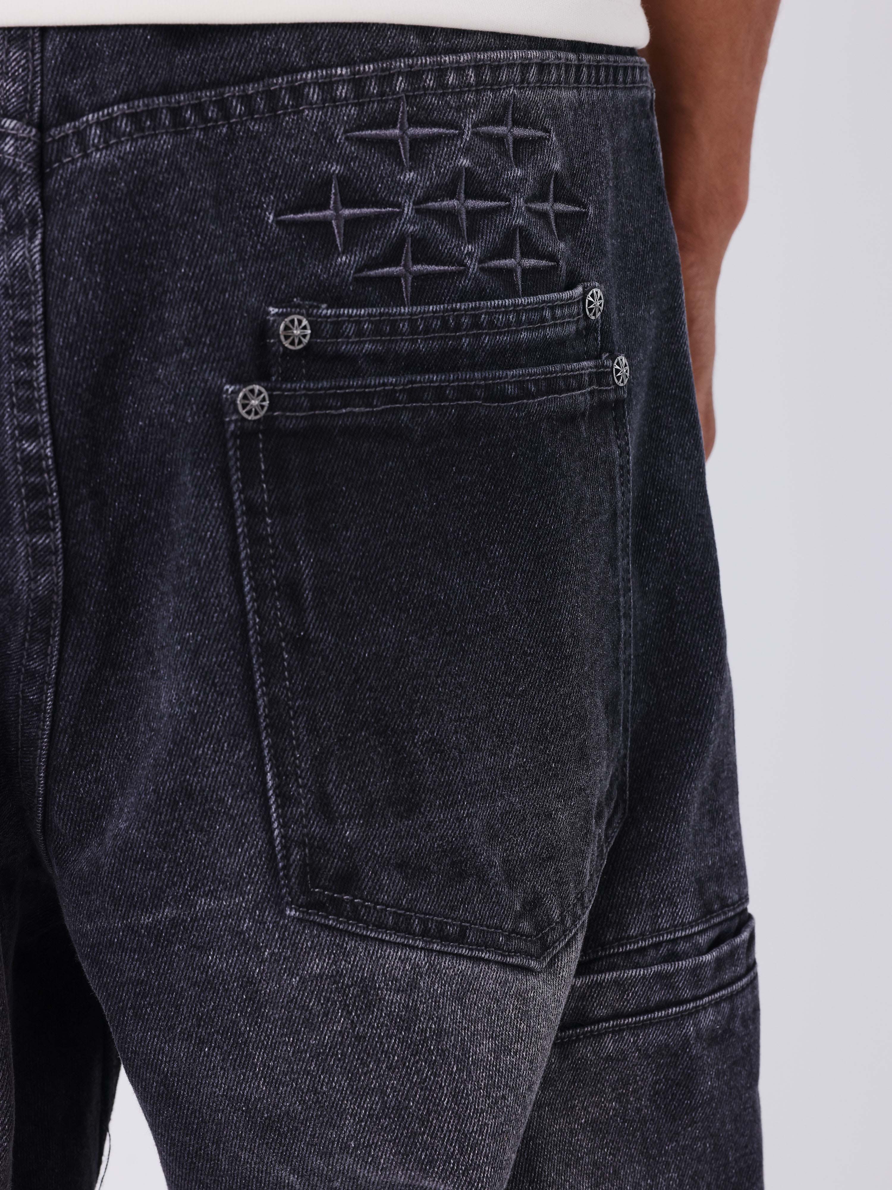 Jean loose en denim noir coutures Polaris - Image 5
