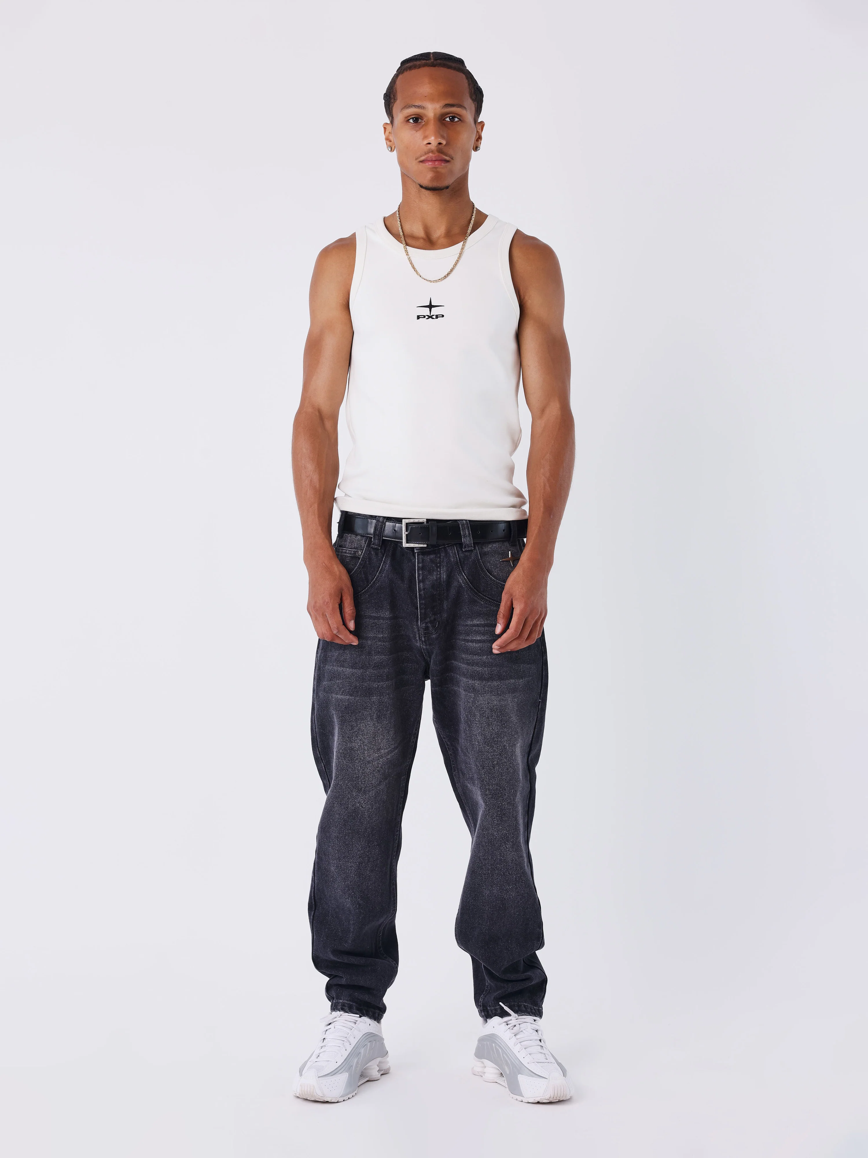Jean slim en denim noir délavé