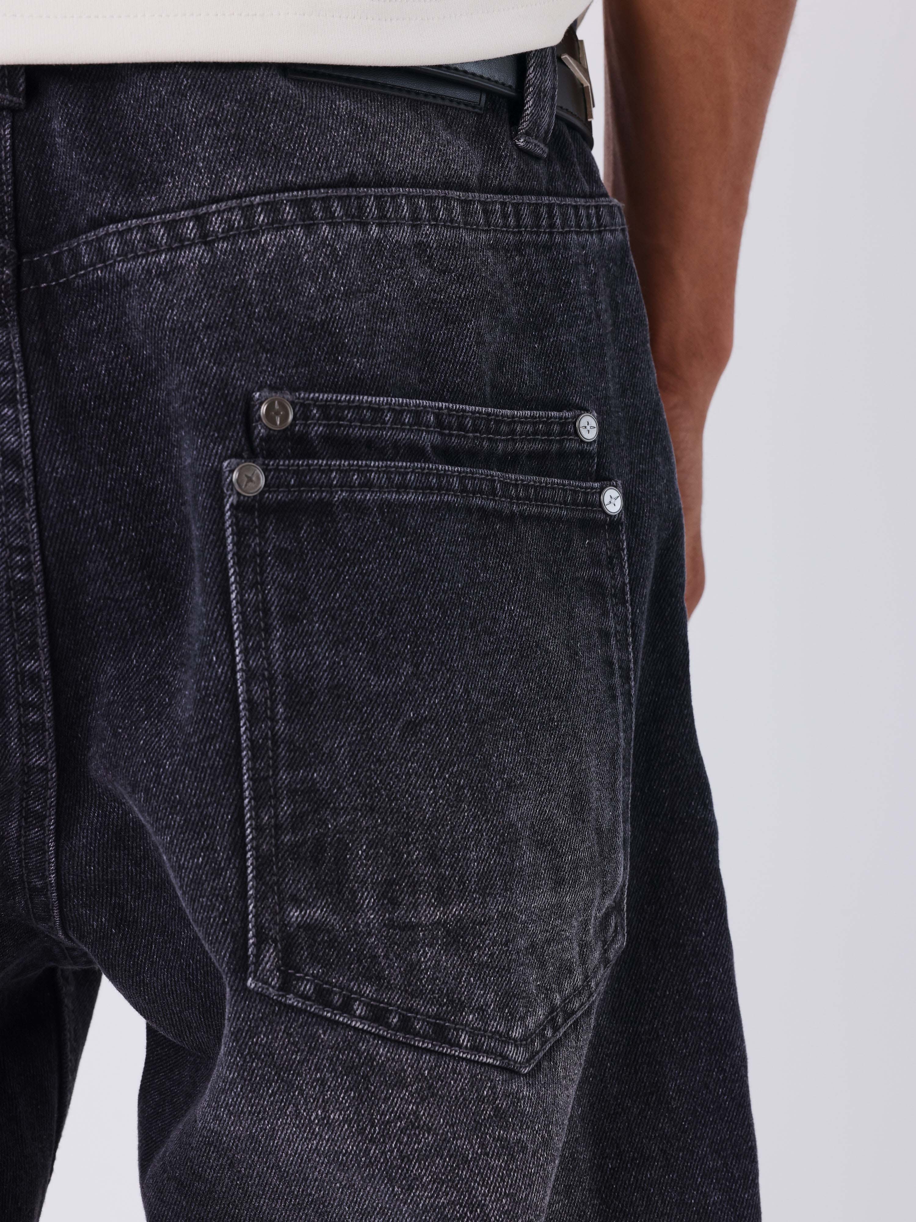 Jean slim en denim noir délavé - Image 5