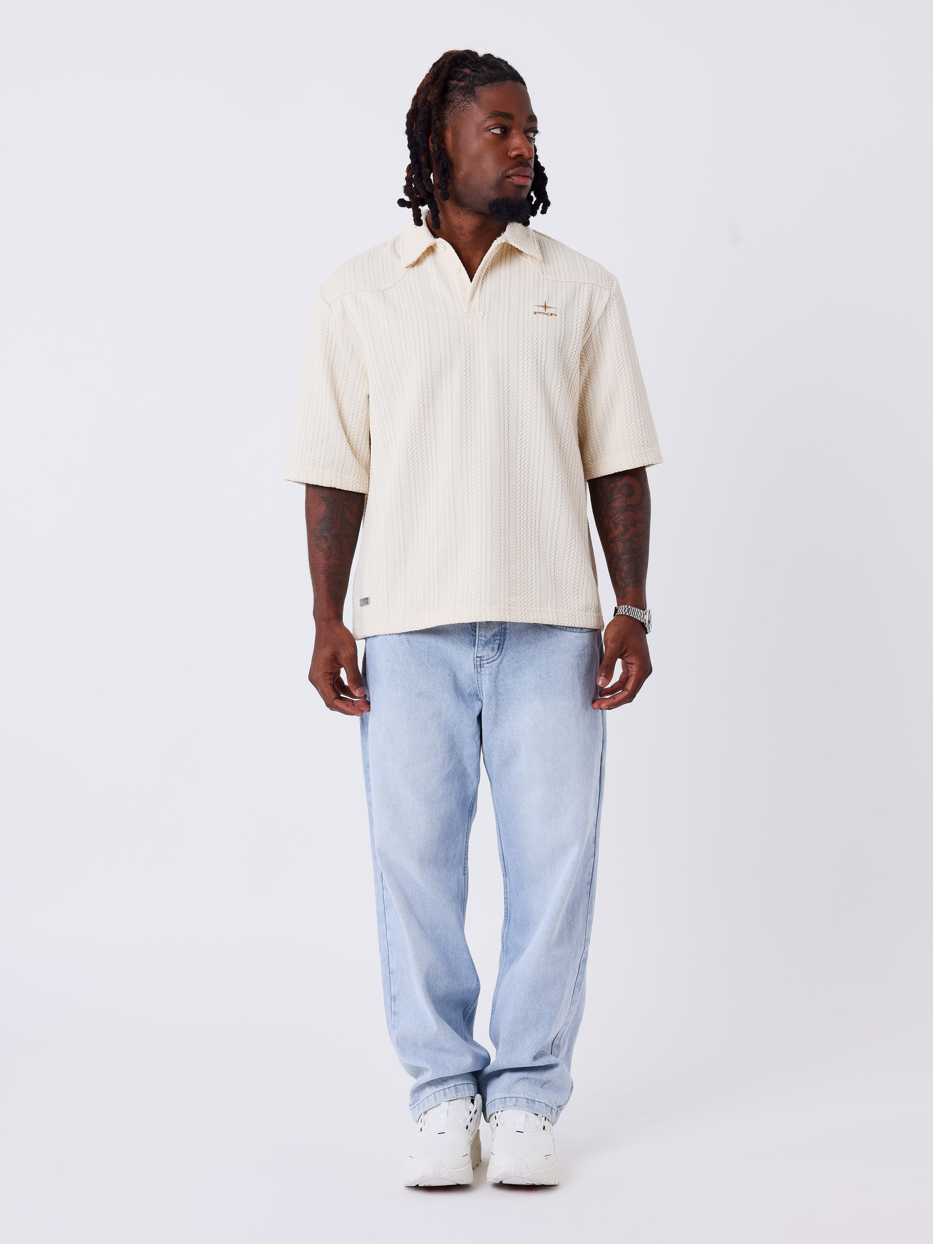 Jean baggy en denim bleu délavé