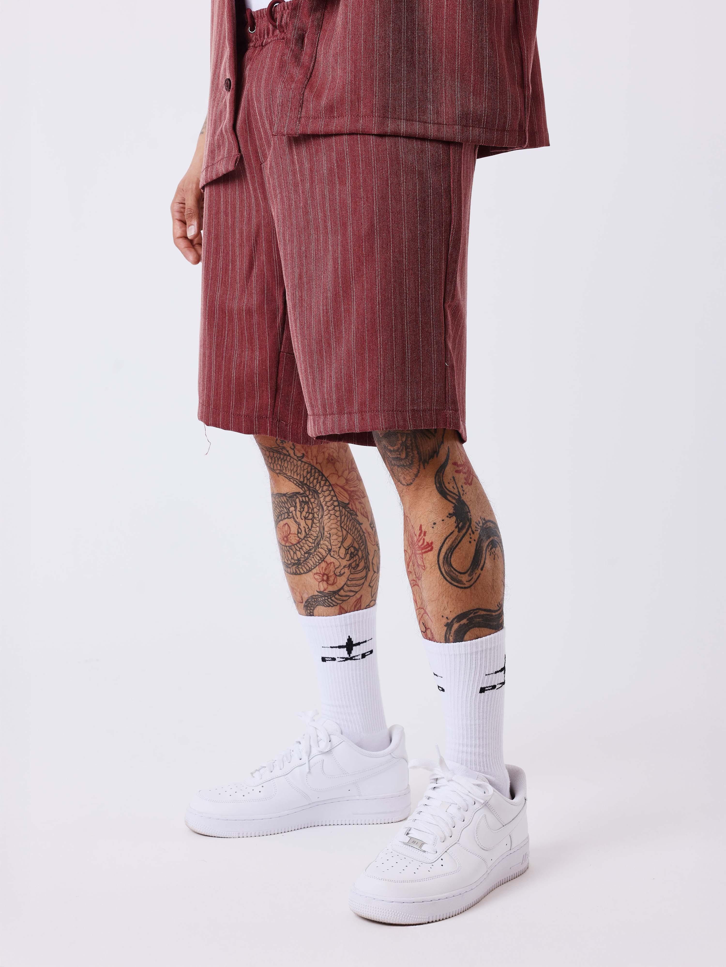 Short à rayures avec taille élastiquée - Image 3