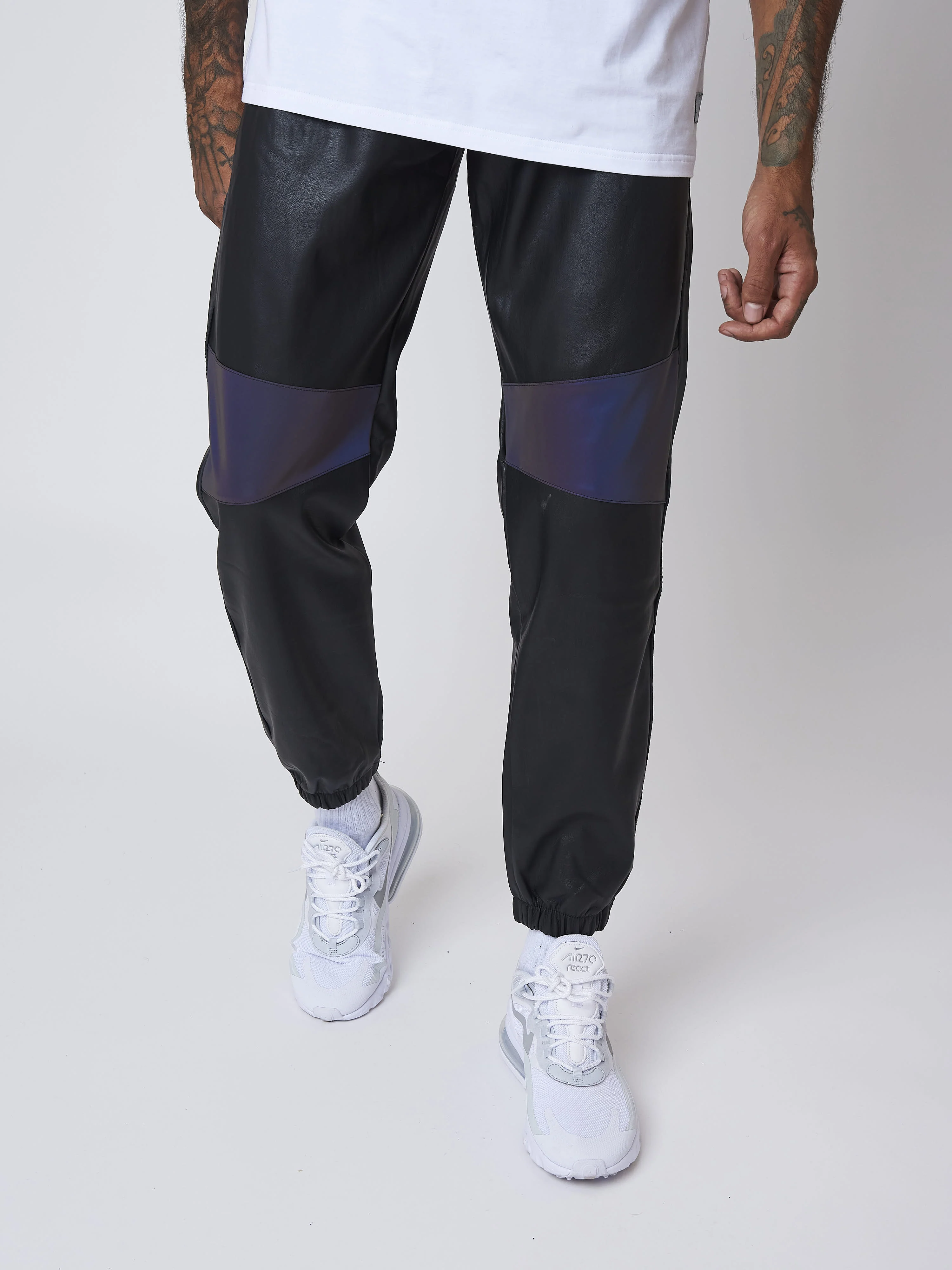 Bas de jogging simili cuir avec empiècement réfléchissant - Image 3