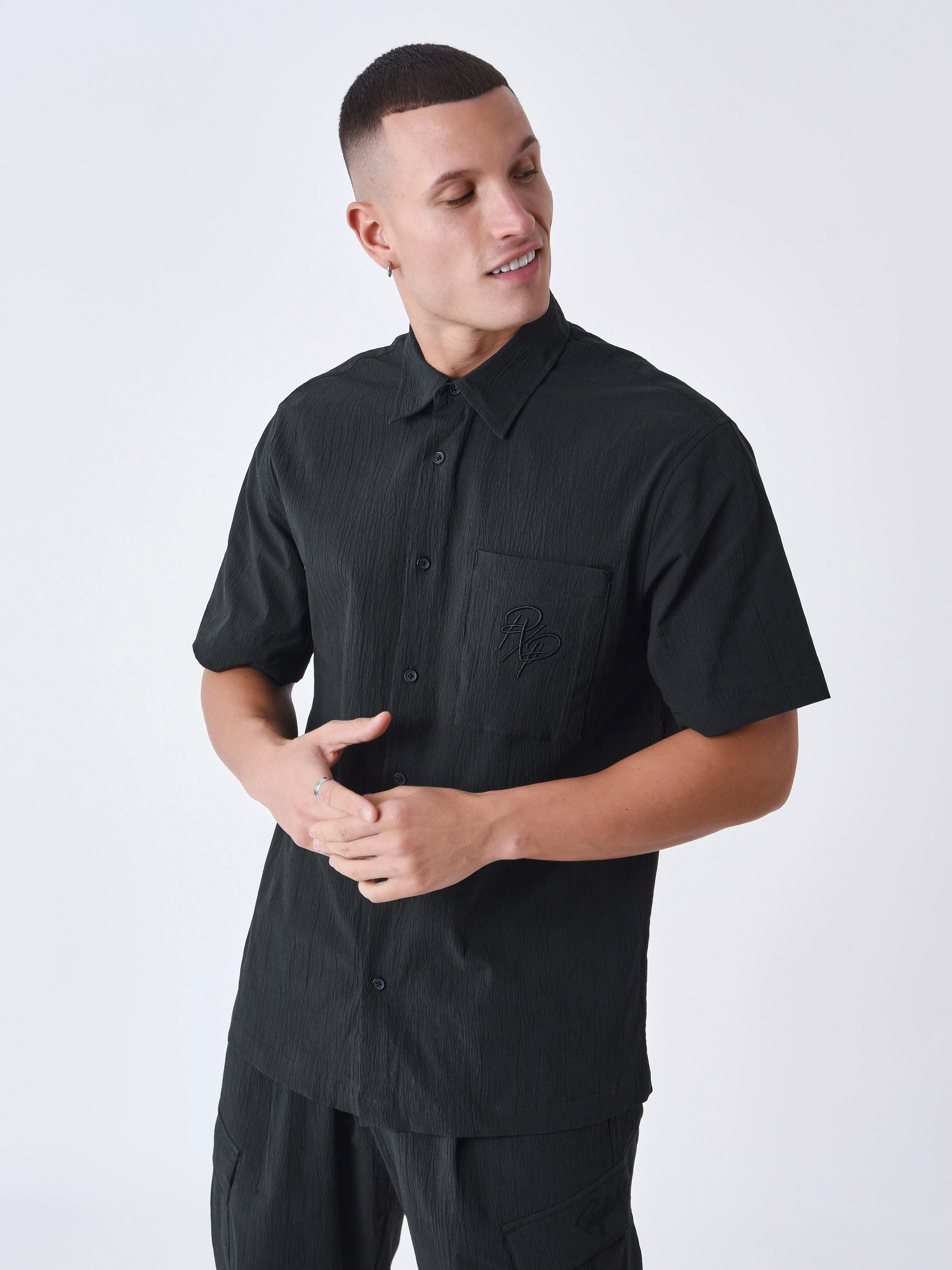 Chemise effet froissé a poches