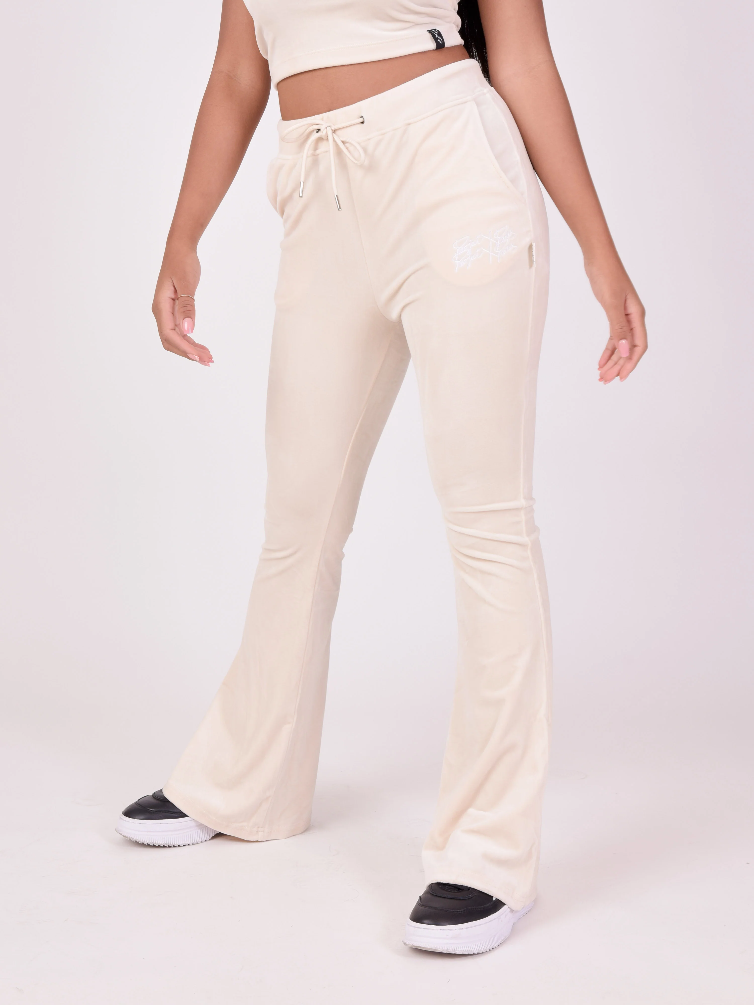 Pantalon évasé en velours double logo - Image 7