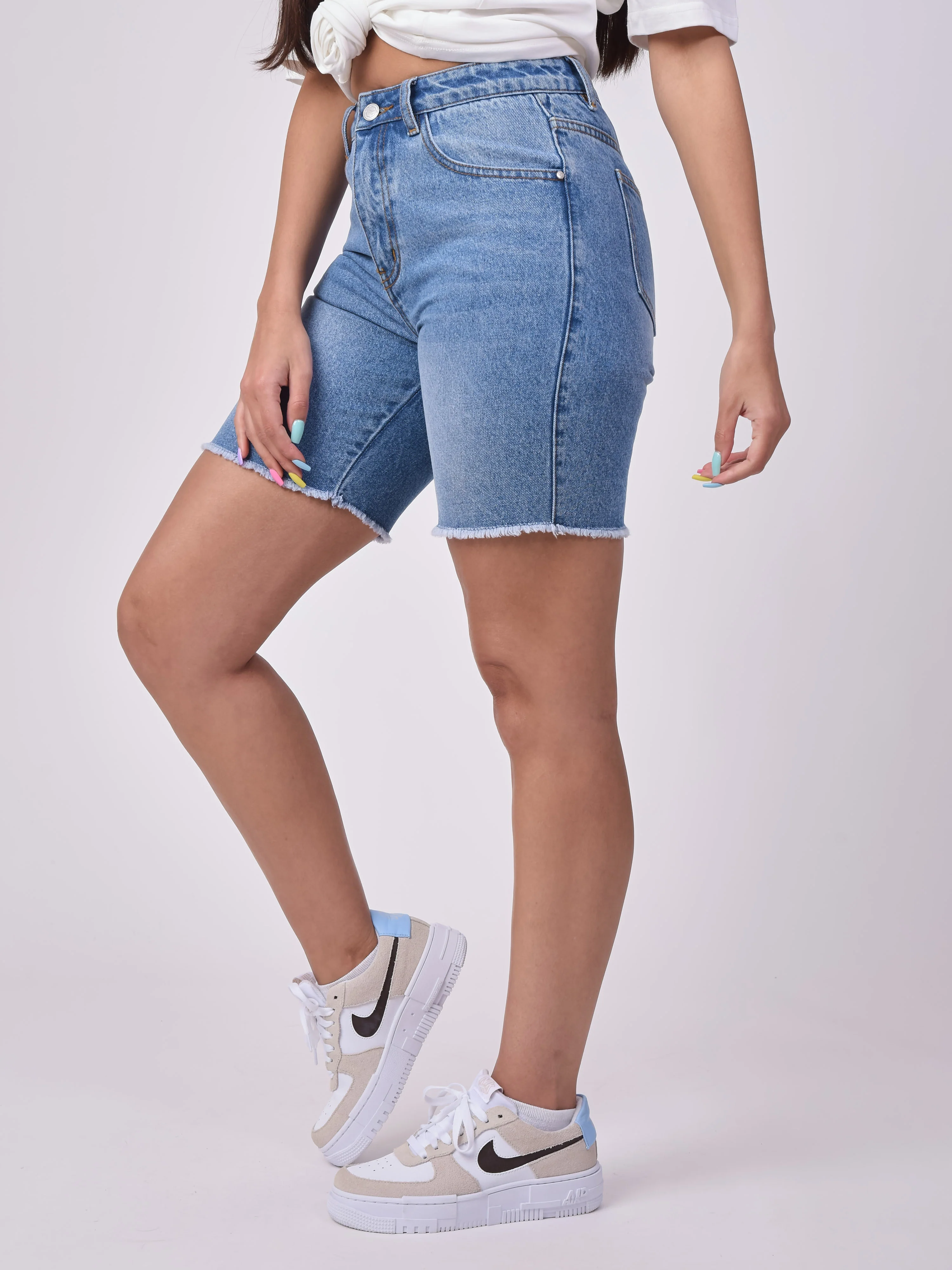 Short en denim bord franc - Image 3