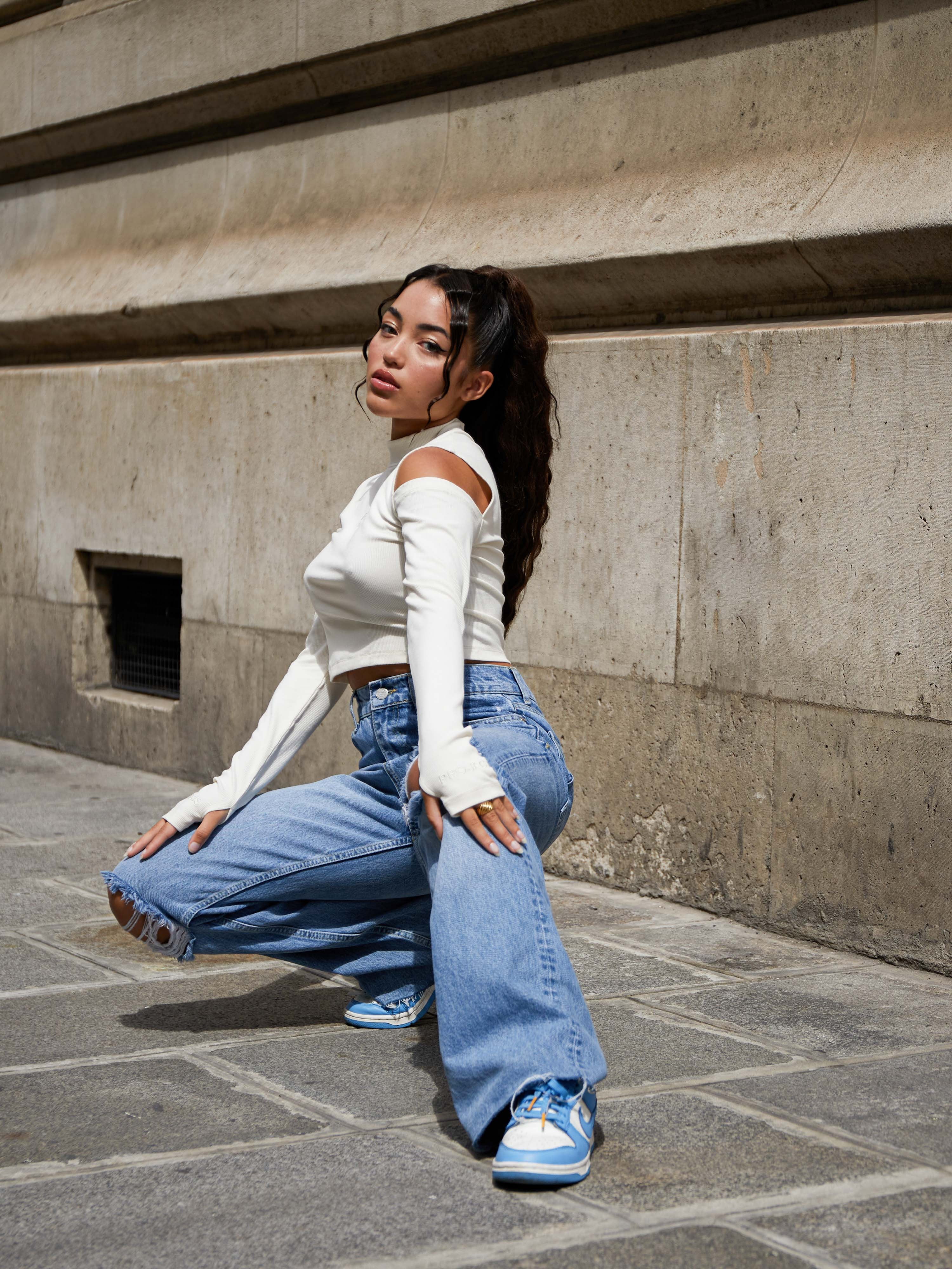 Jean wide leg Ă trous - Image 2