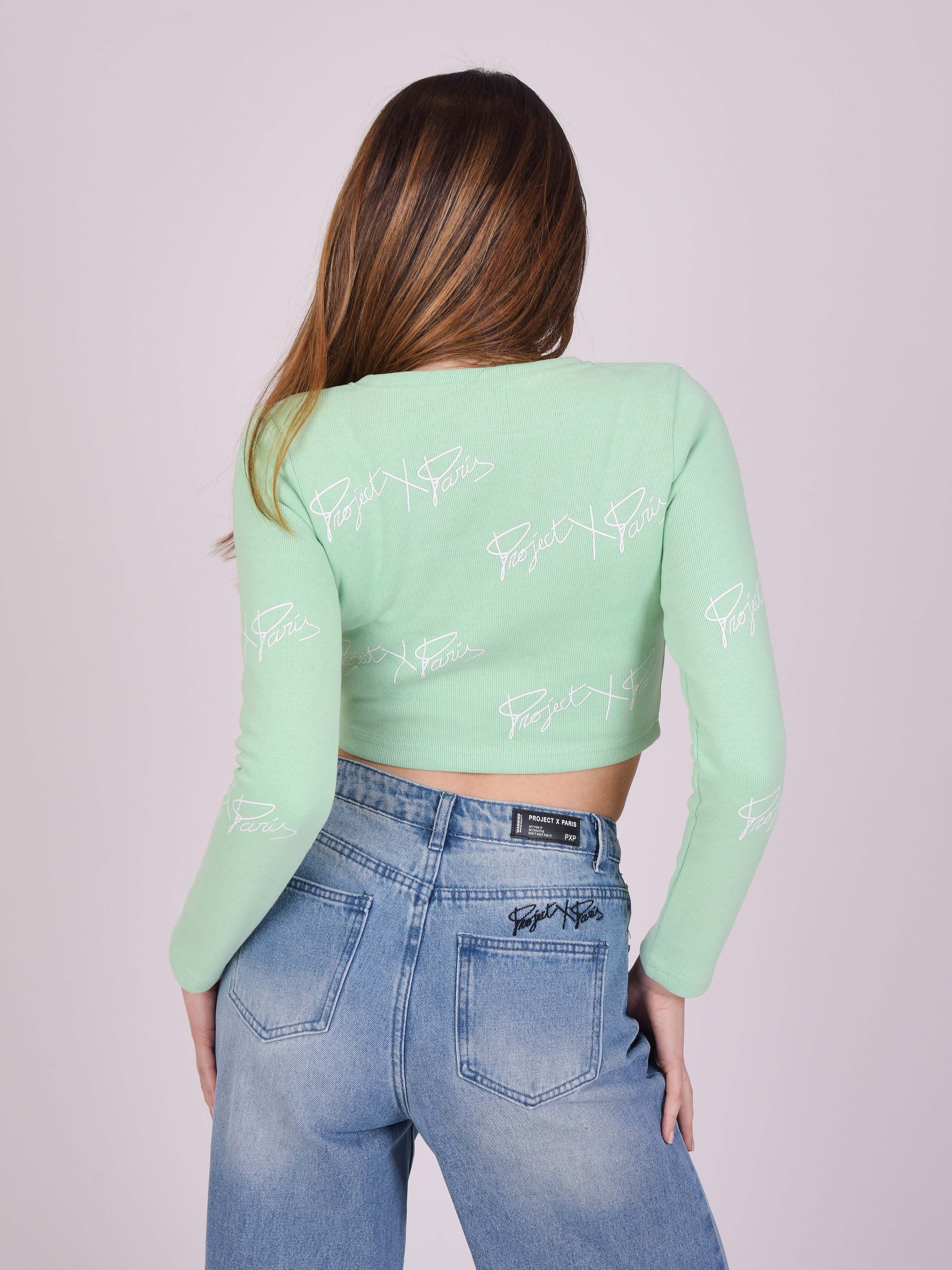 Pull crop effet maille logo - Image 5