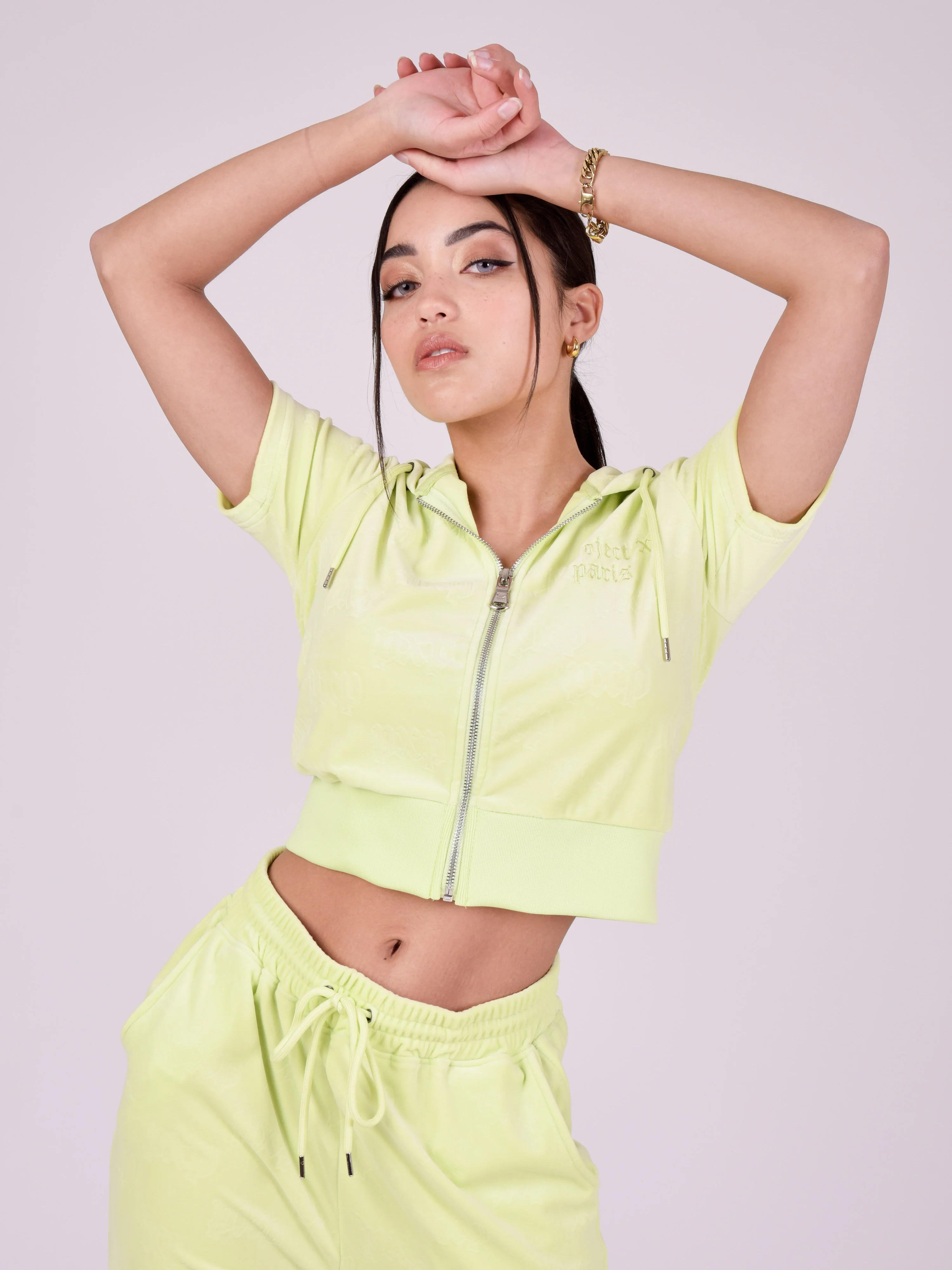 Veste zippé manches courtes en velours - Image 3