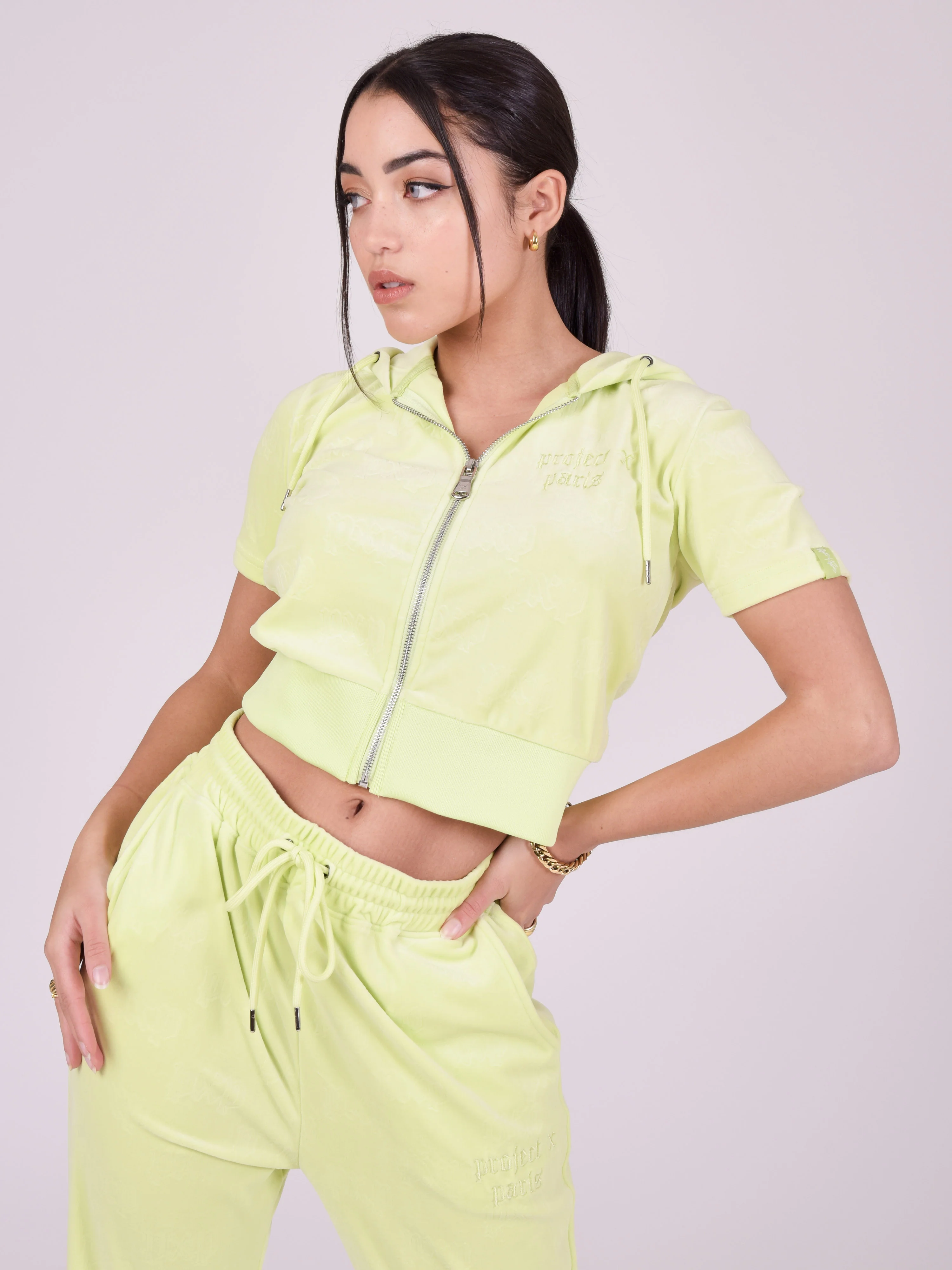 Veste zippé manches courtes en velours - Image 4