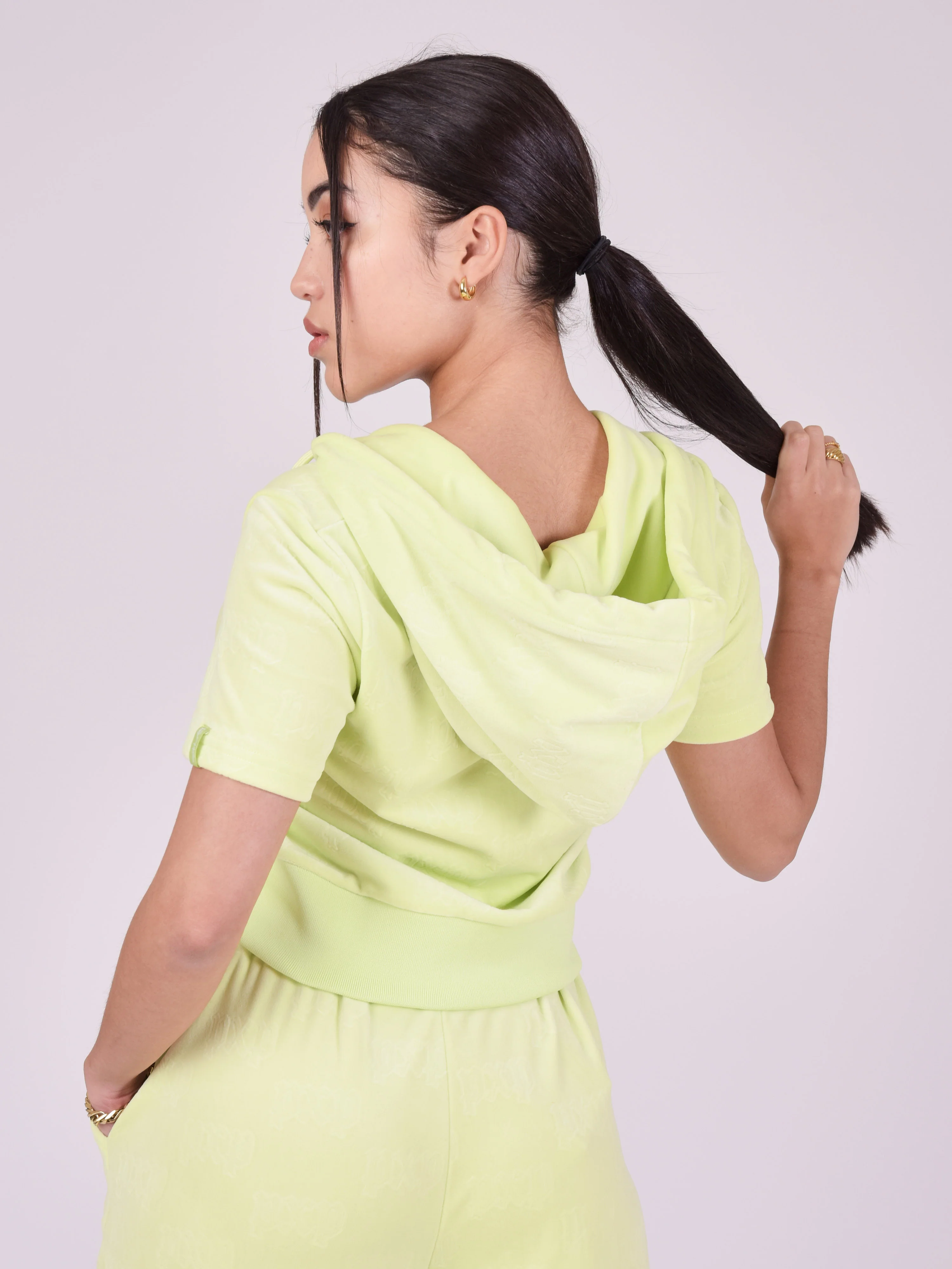 Veste zippé manches courtes en velours - Image 5