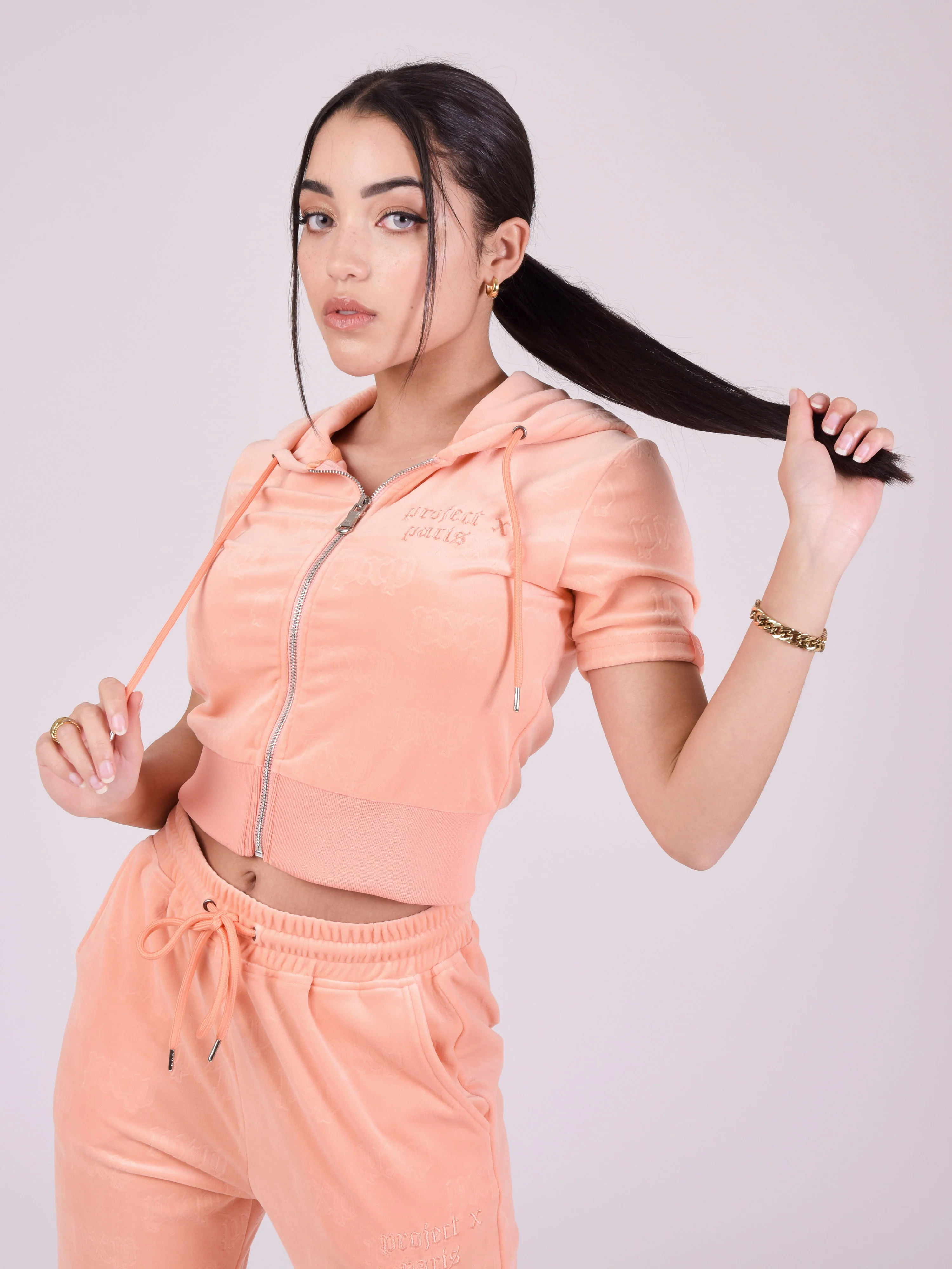 Veste zippé manches courtes en velours - Image 3