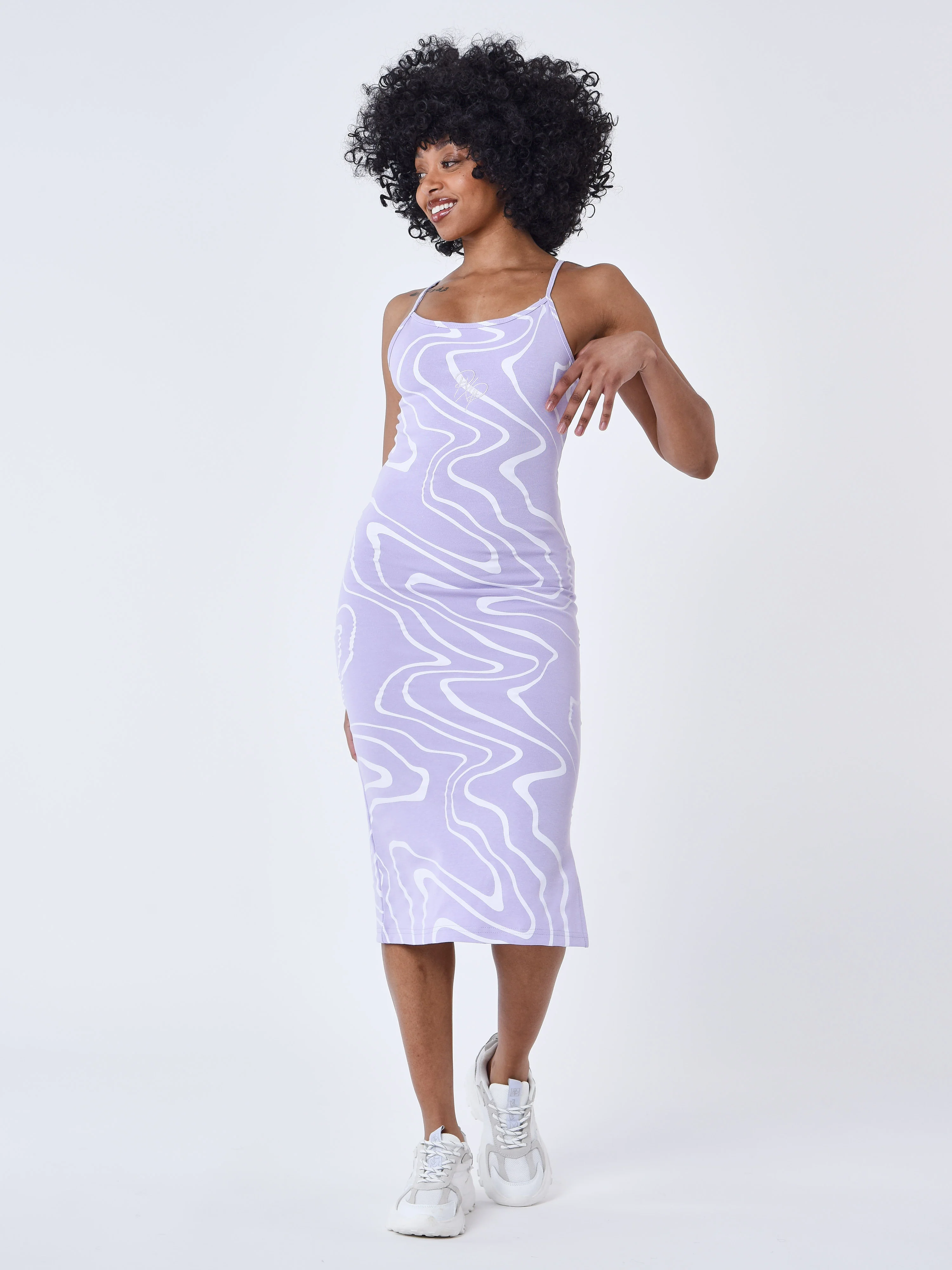 Robe a bretelle effet ecume