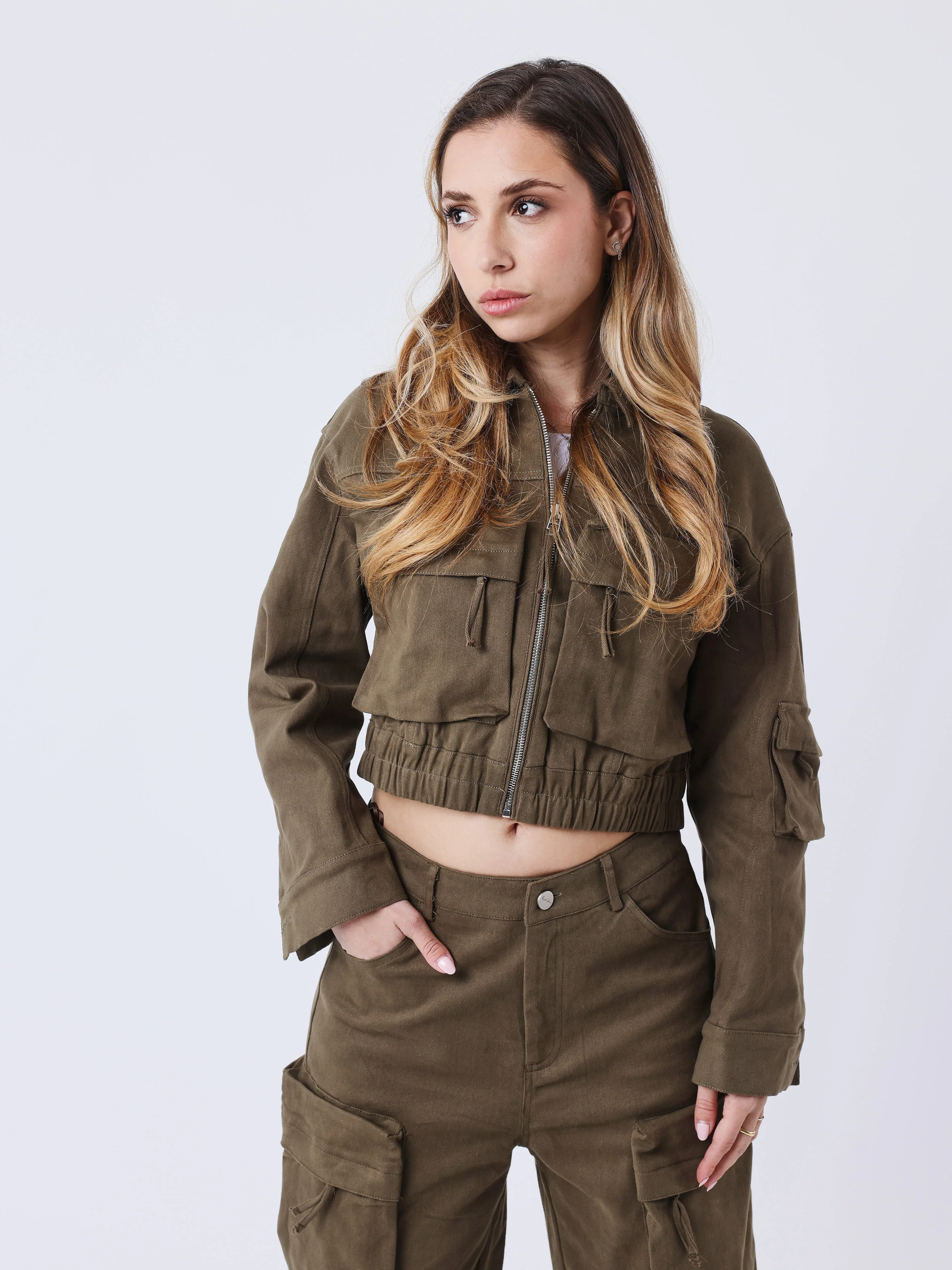 Veste cargo courte poly
