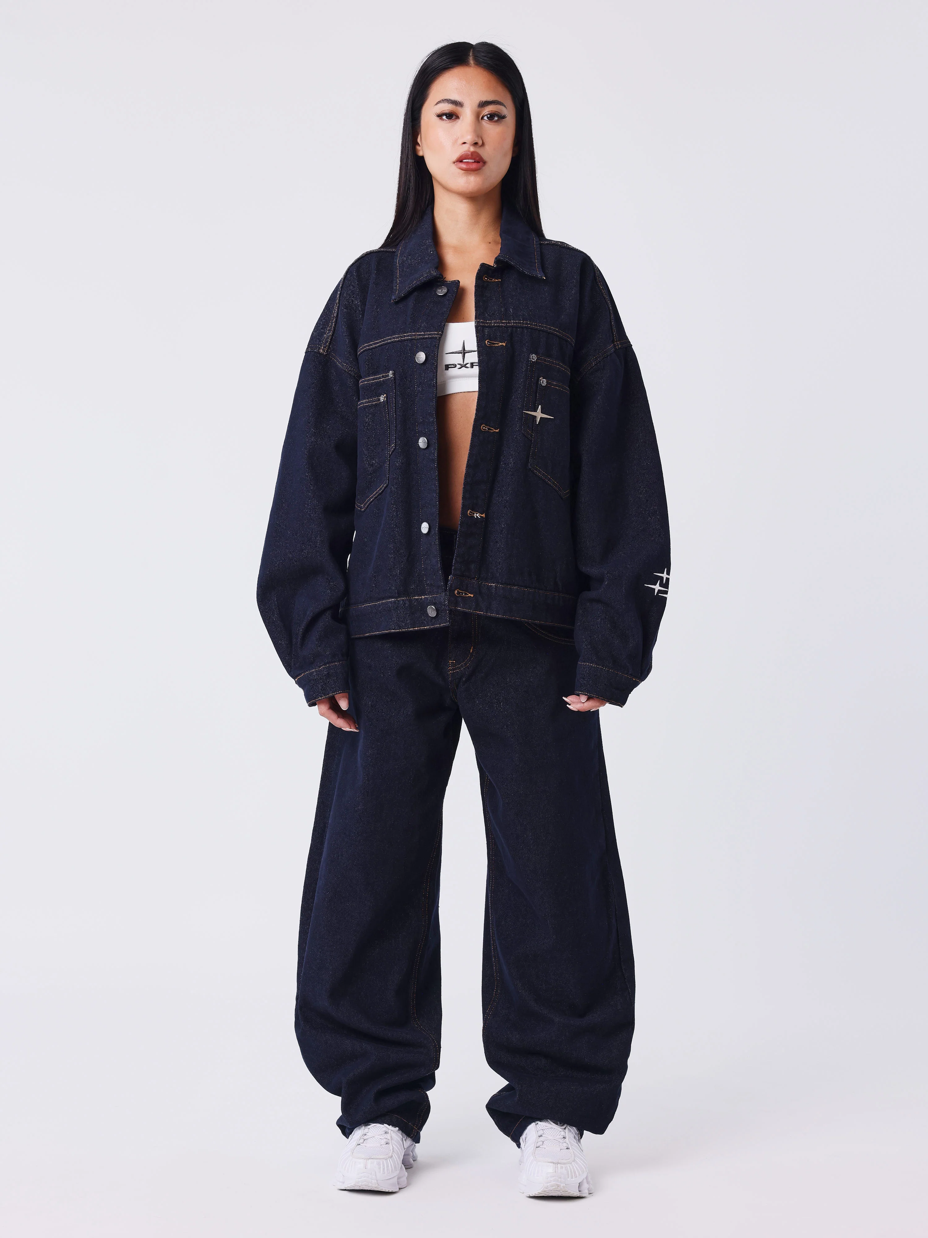 Jean barrel en denim brut