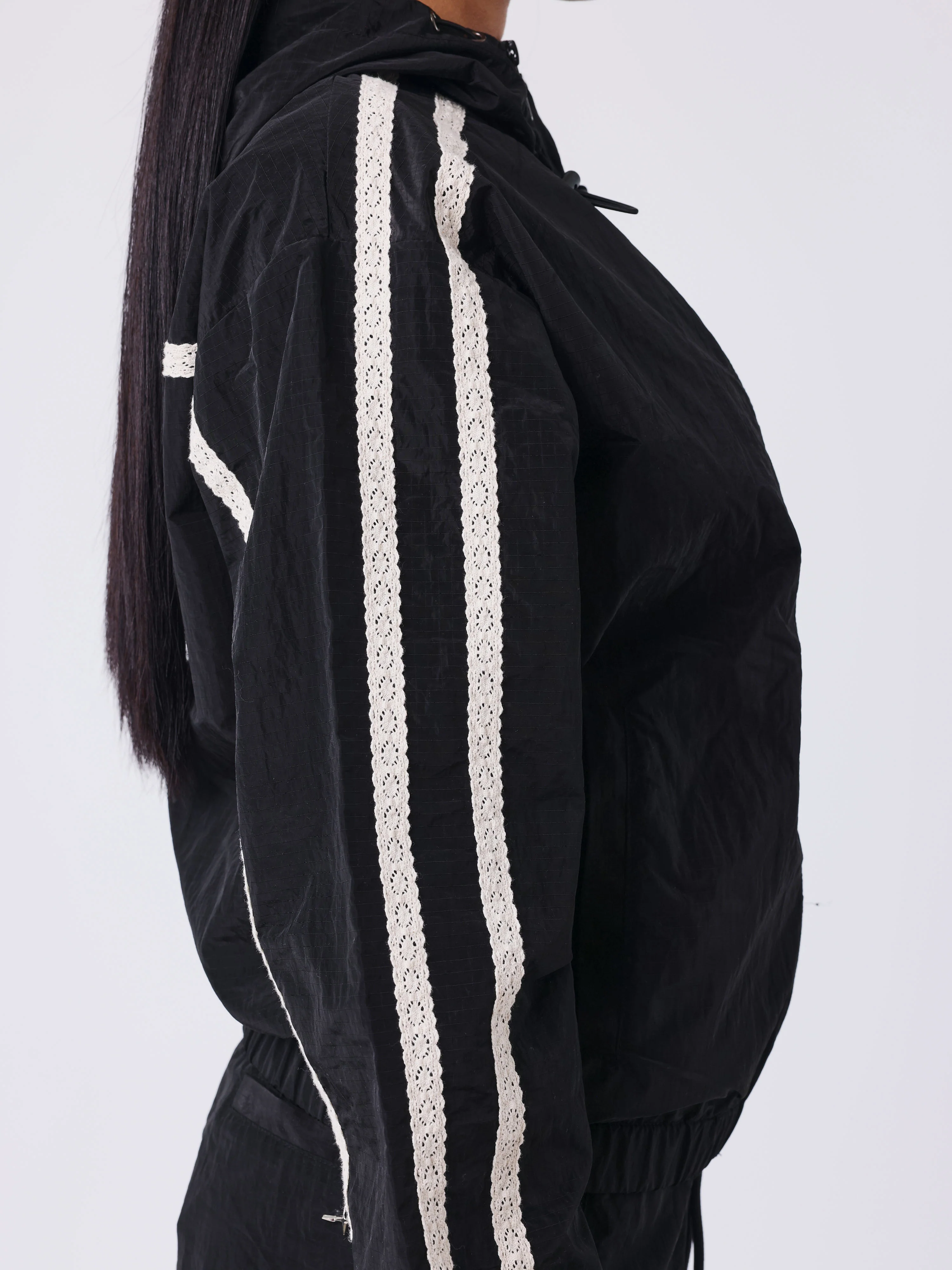 Veste zippée à bandes en crochet Sportly - Image 4