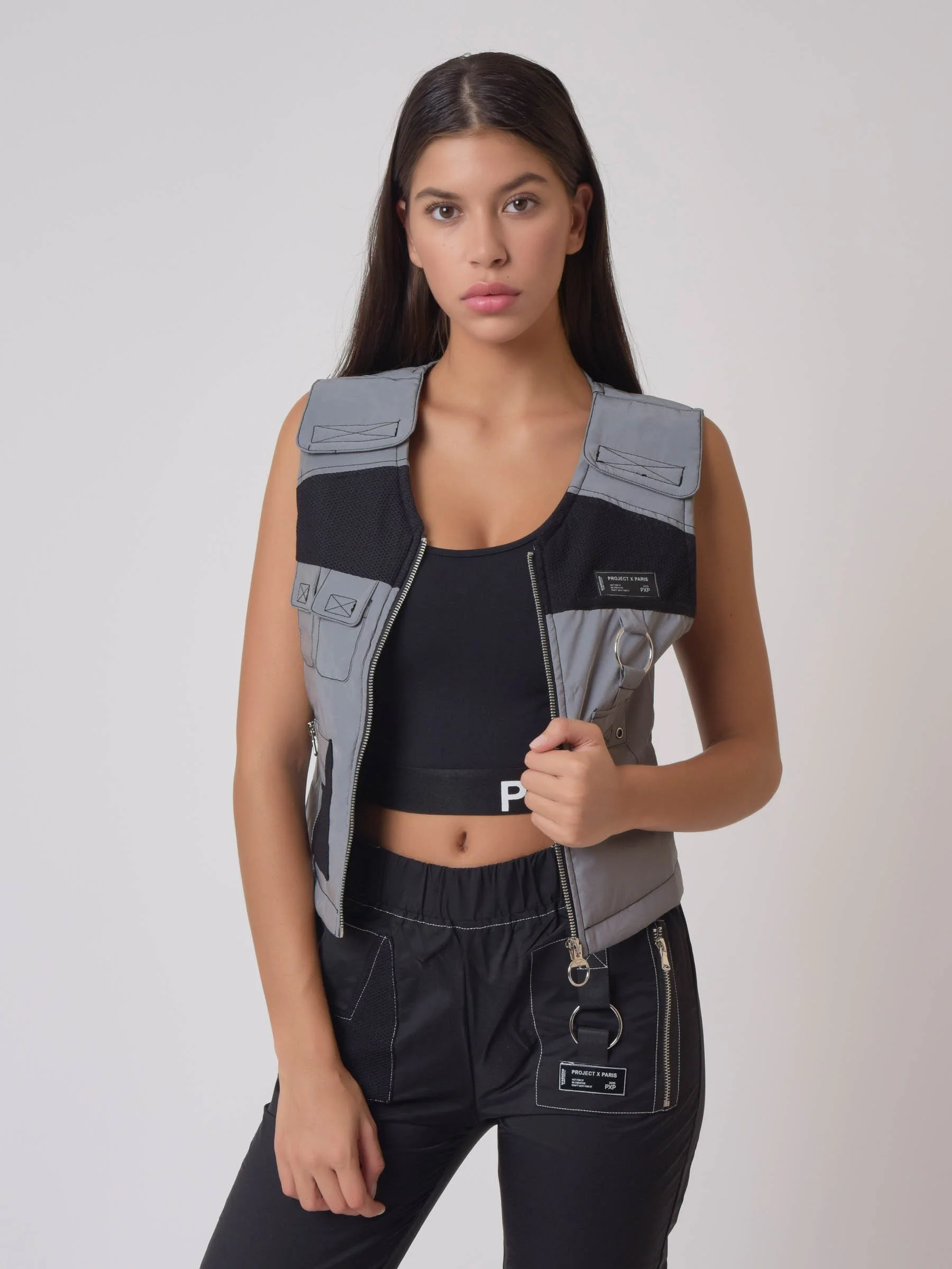 Gilet sans manches utility coutures contrastées empiècement mesh - Image 6