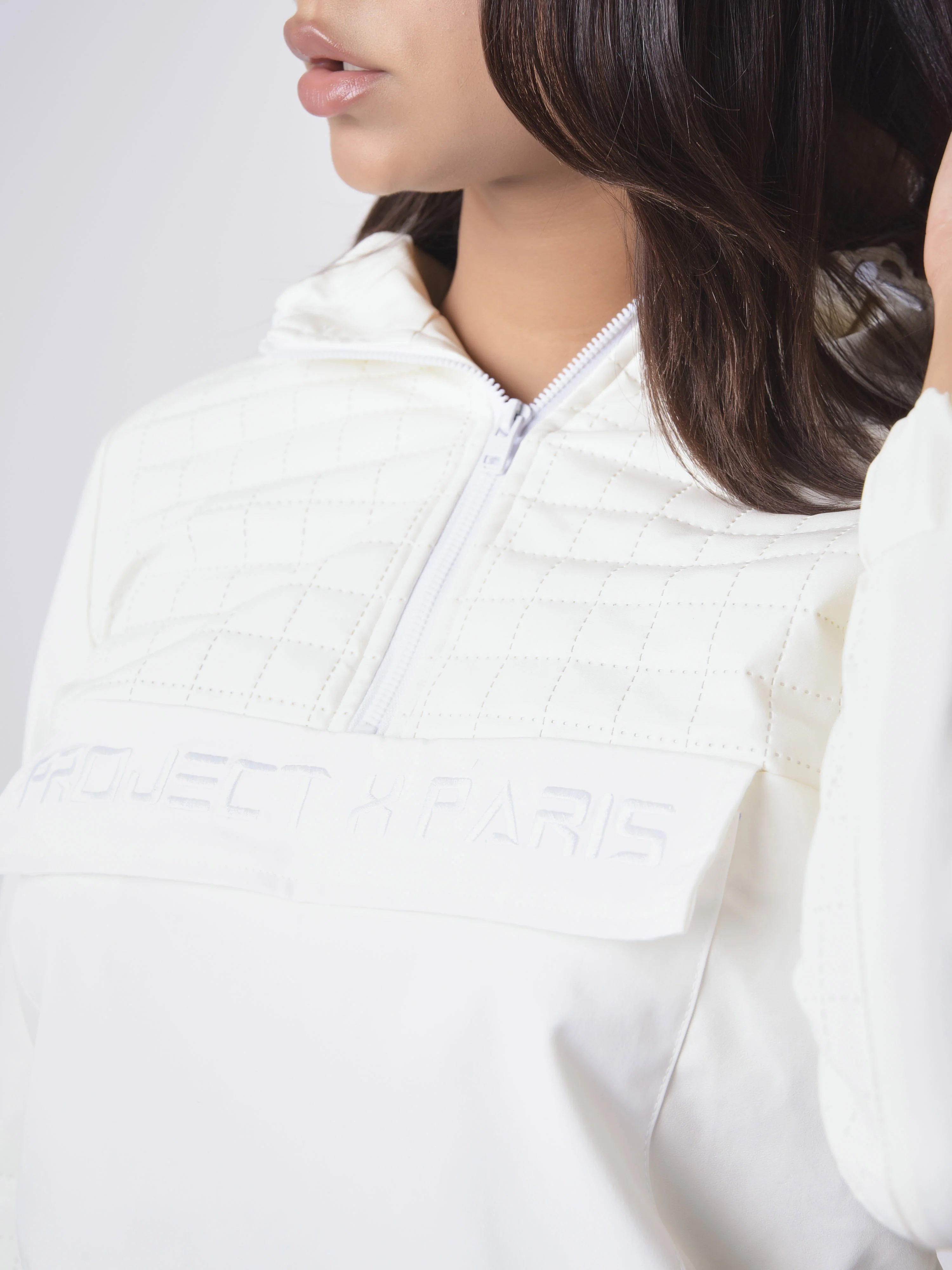 Hoodie enfiable matelassage carré simili cuir - Image 6