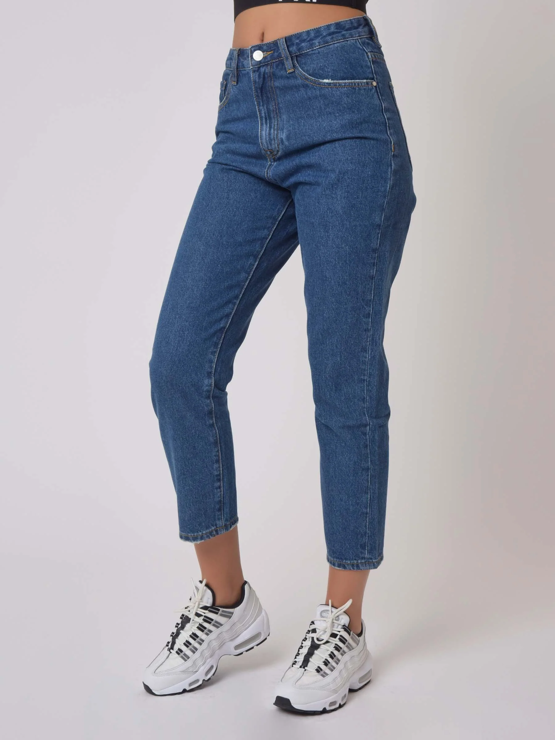 Jean Mom fit basic bleu longueur 7/8