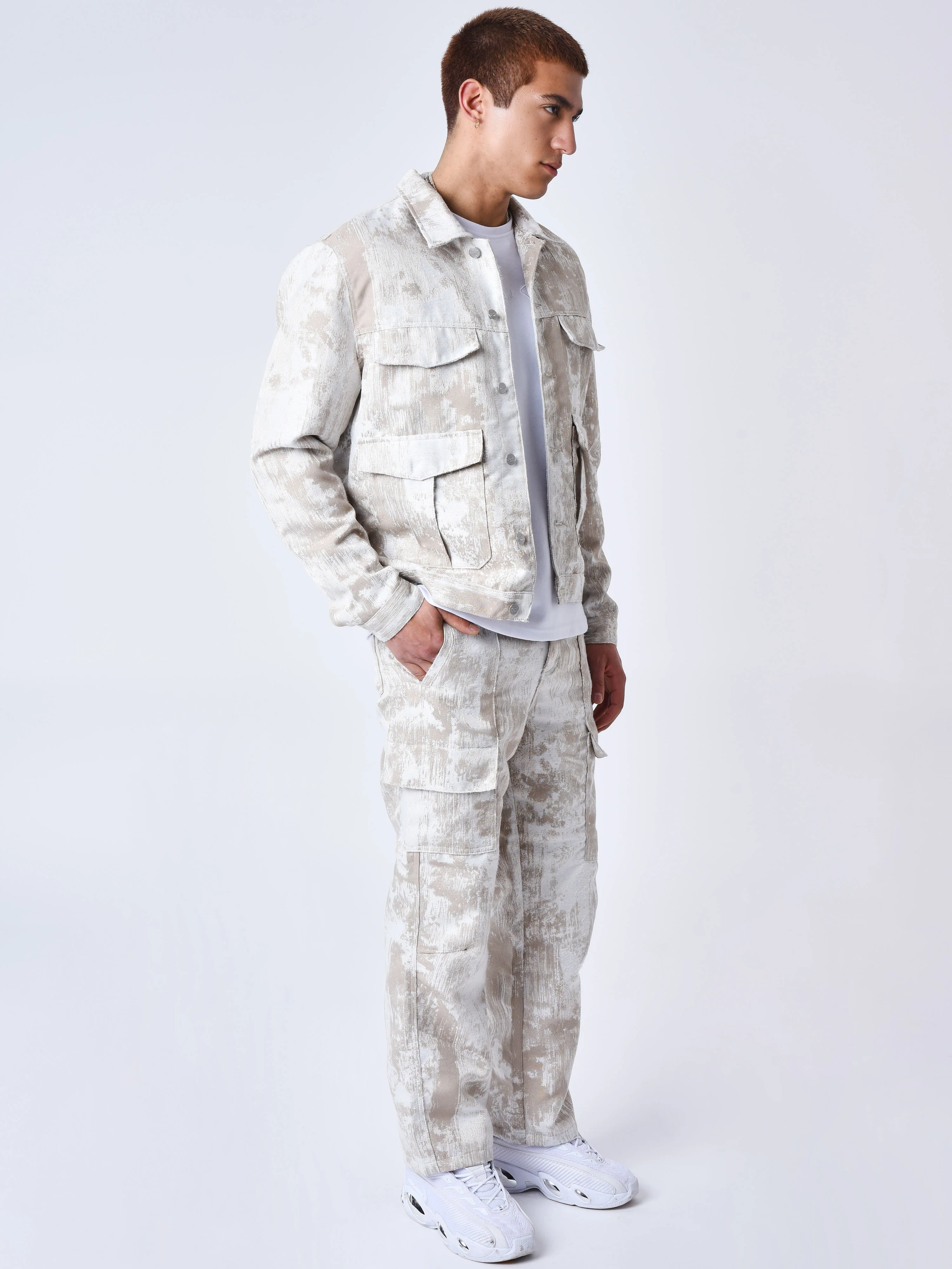 Pantalon a poches en toile abstrait - Image 5